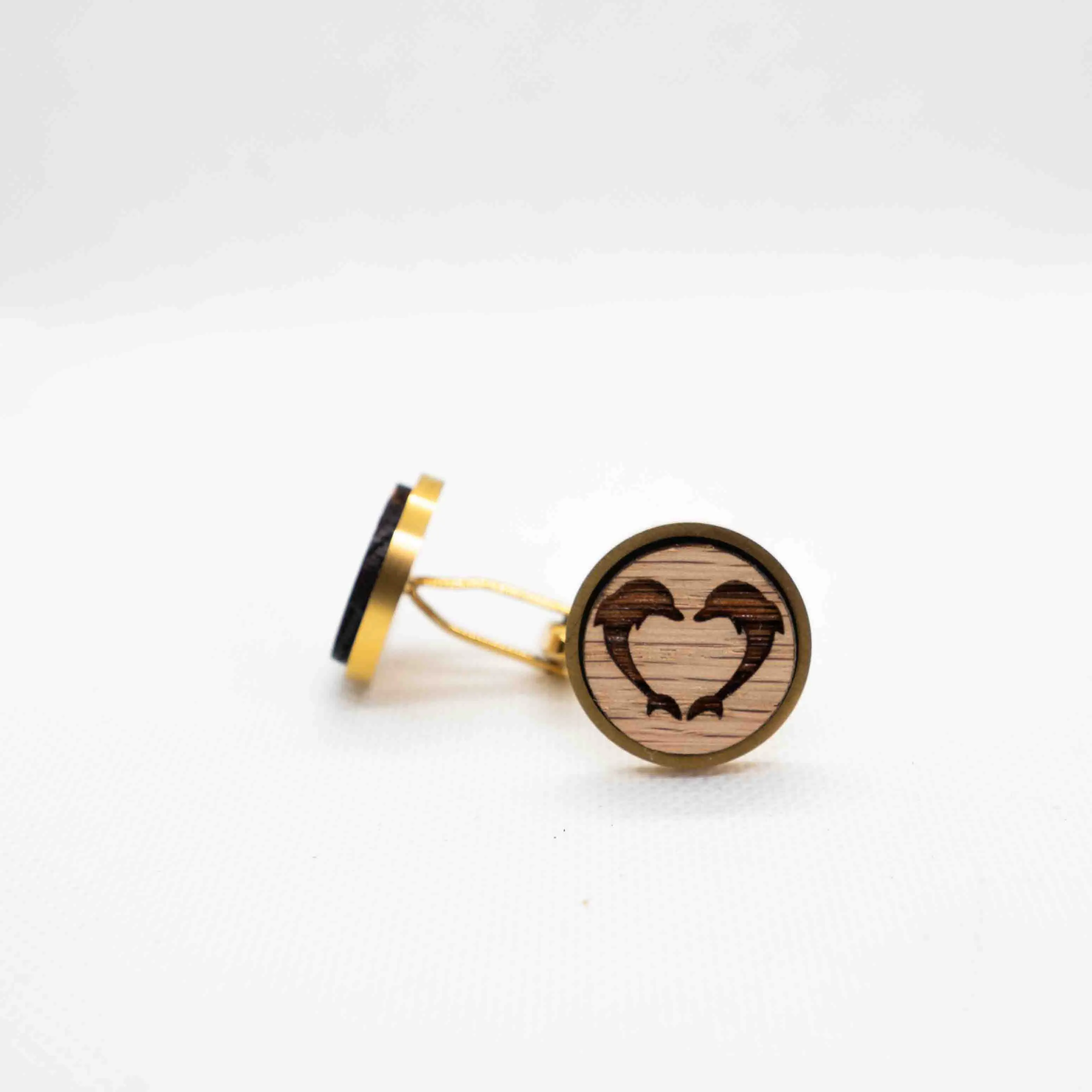 Heart Dolphin Wooden Cufflinks