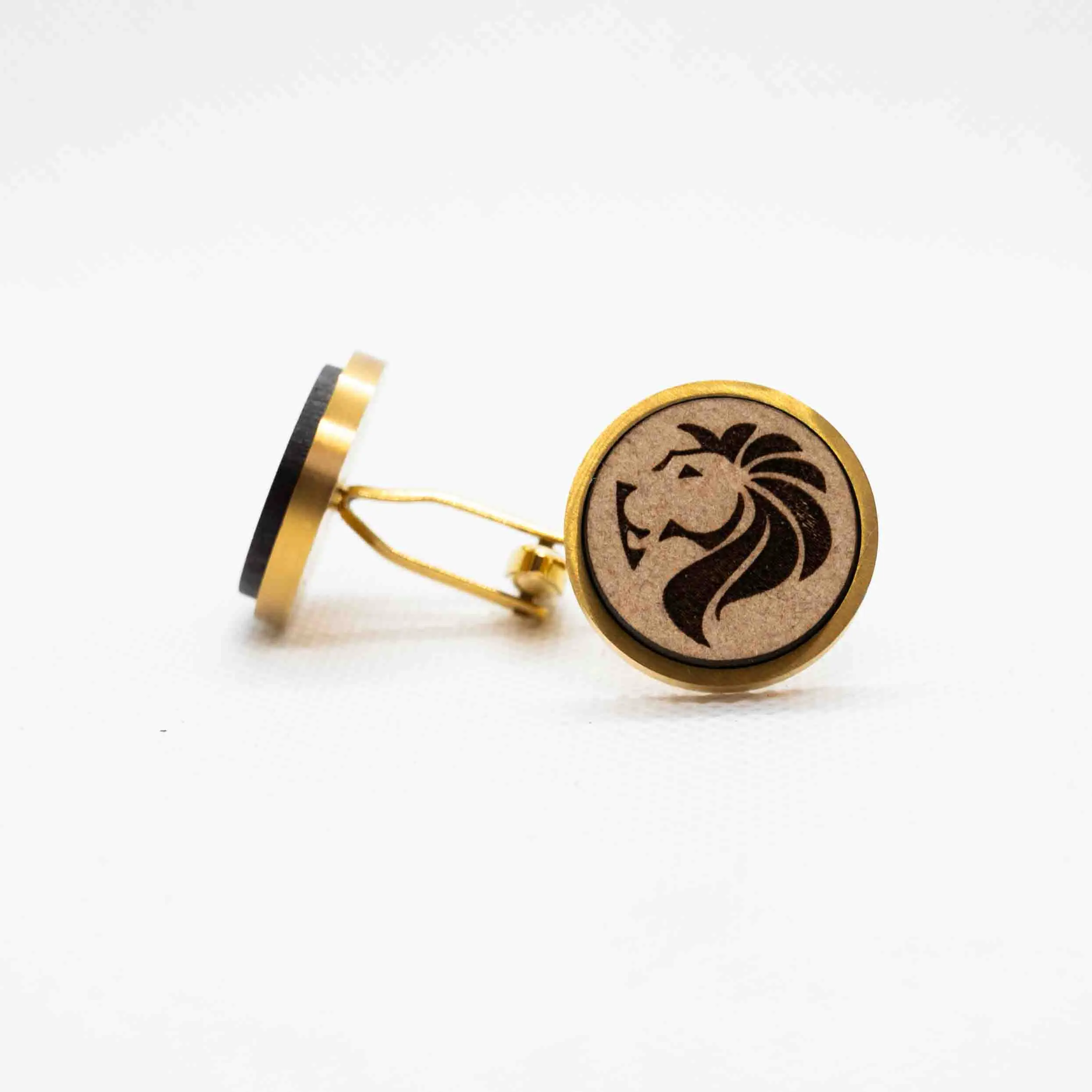 Lion Head Wooden Cufflinks