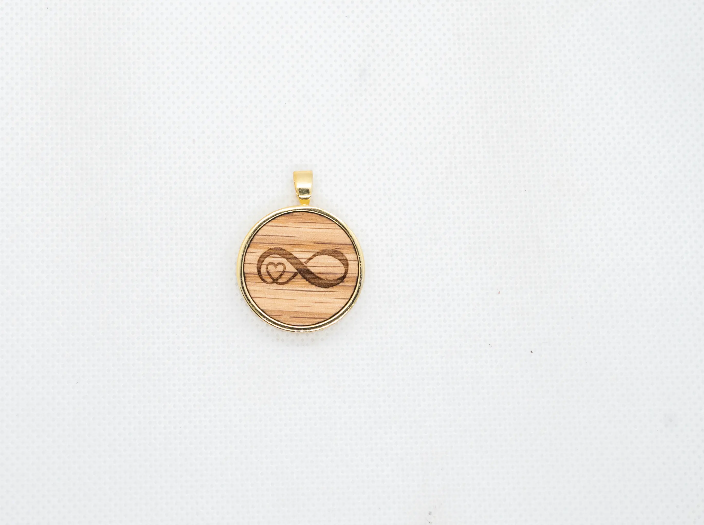 Infinity with Heart II Wood Pendant