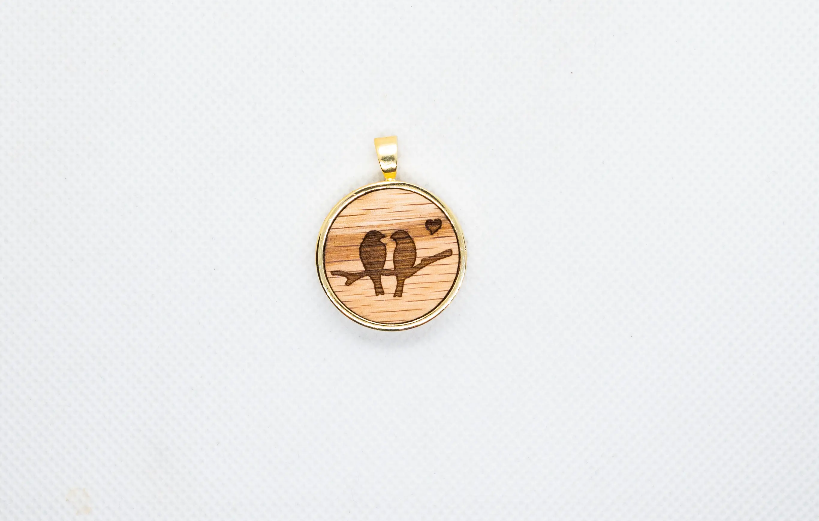 Lovebird Wood Pendant