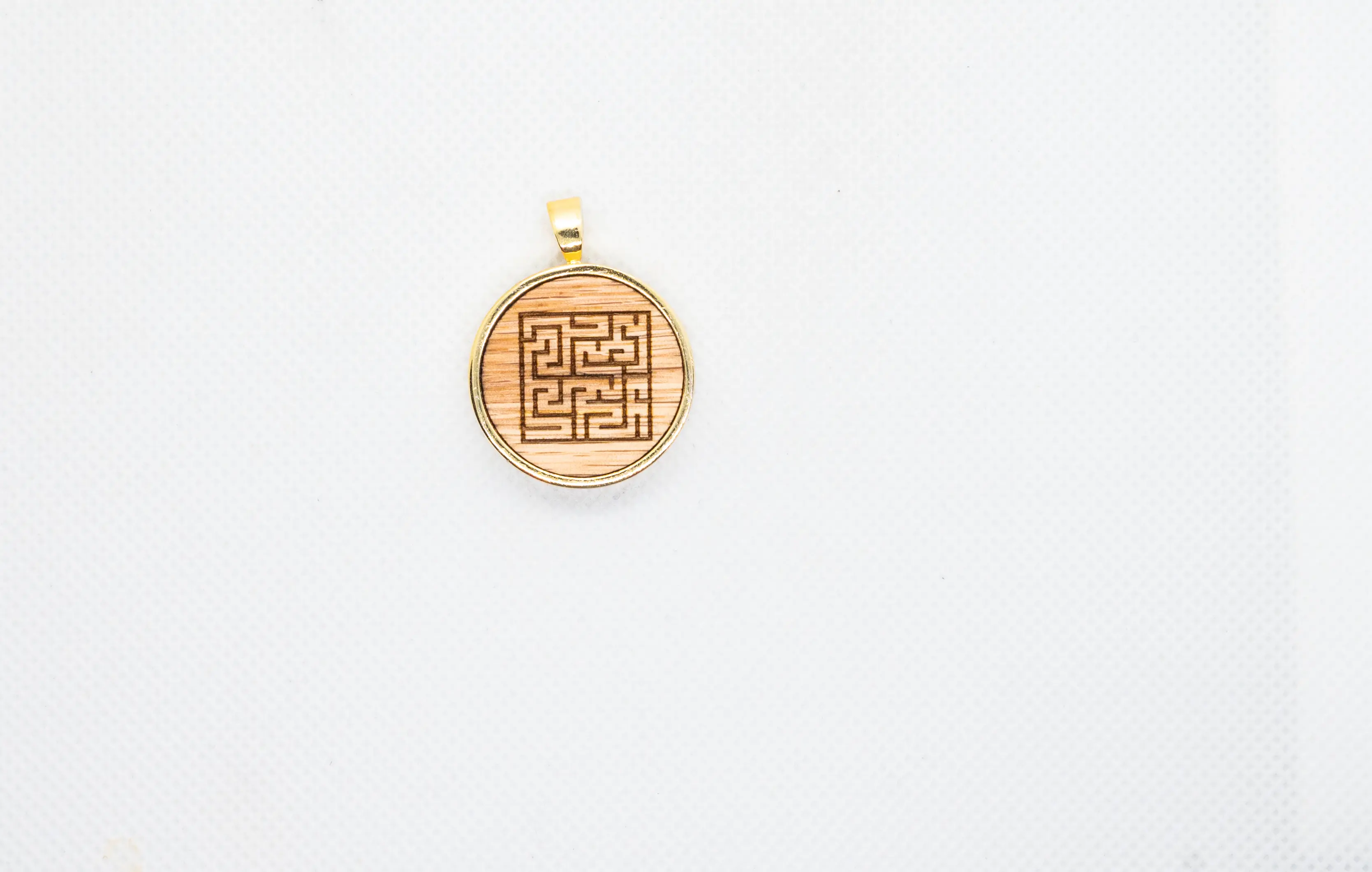 Maze II Wood Pendant