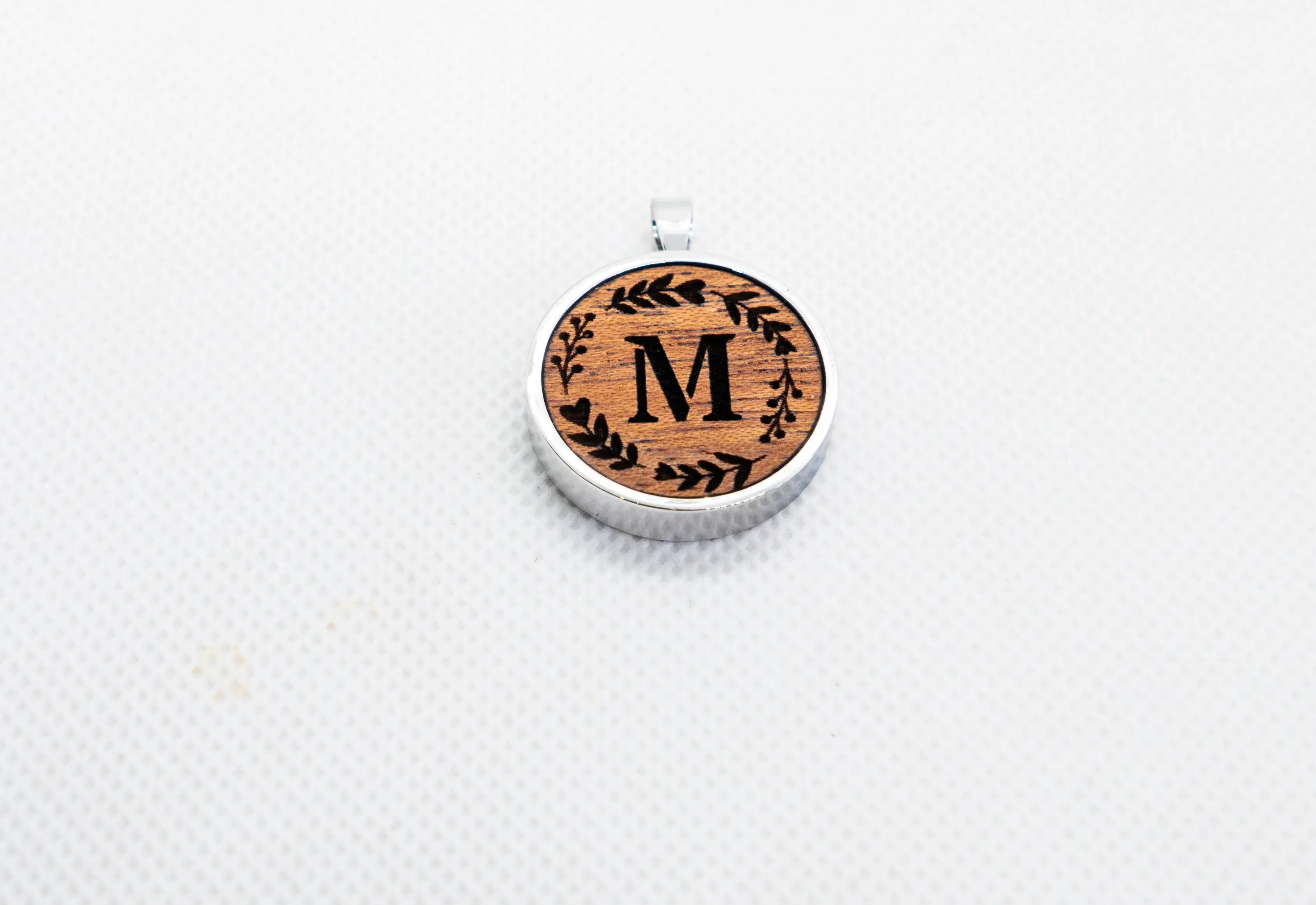 Floral Letter Wood Pendant