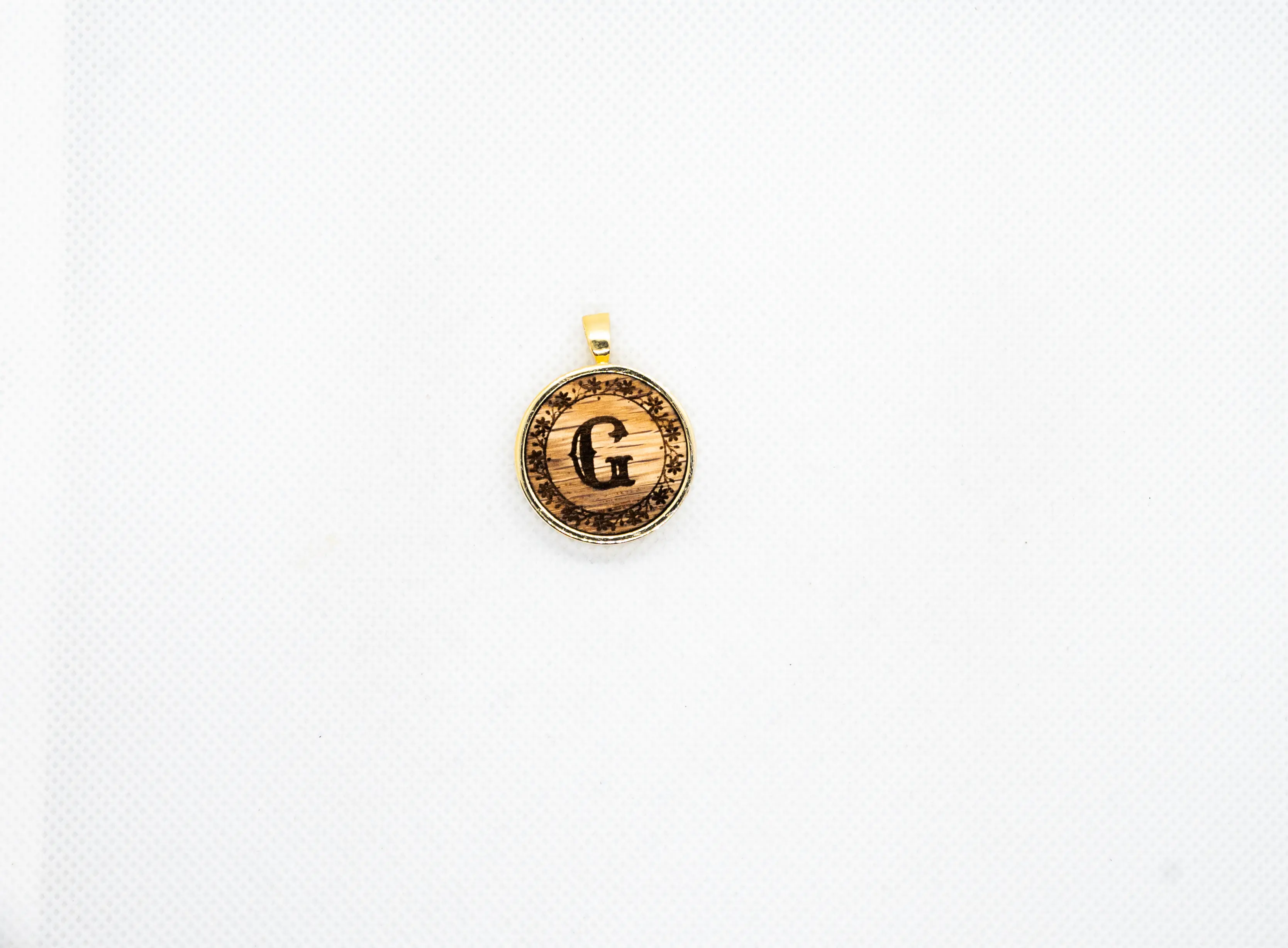 Floral Letter III  Wood Pendant