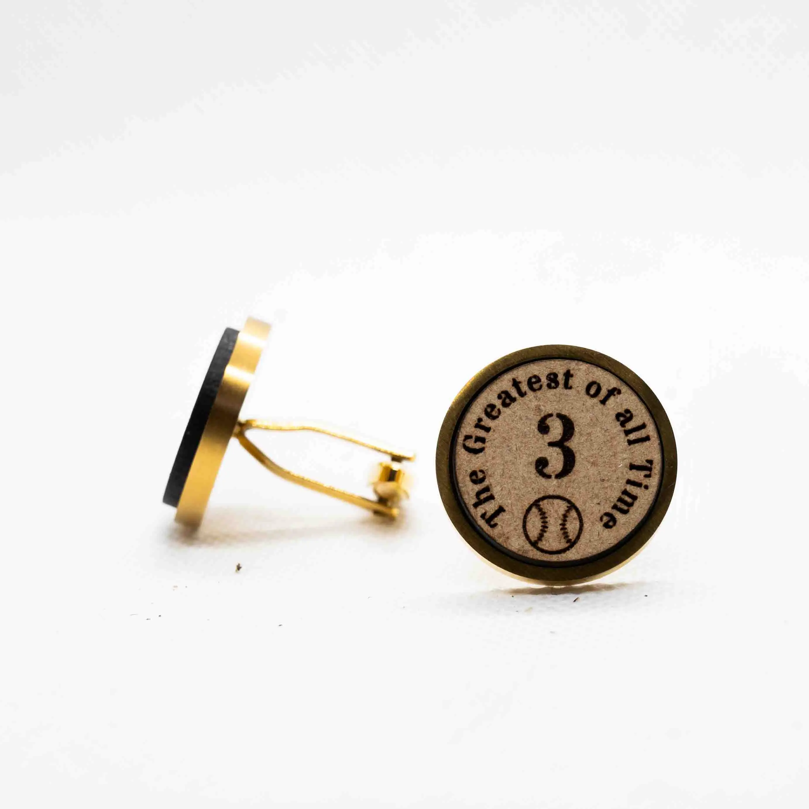 Babe Ruth (3) Baseball G.O.A.T Wooden Cufflinks