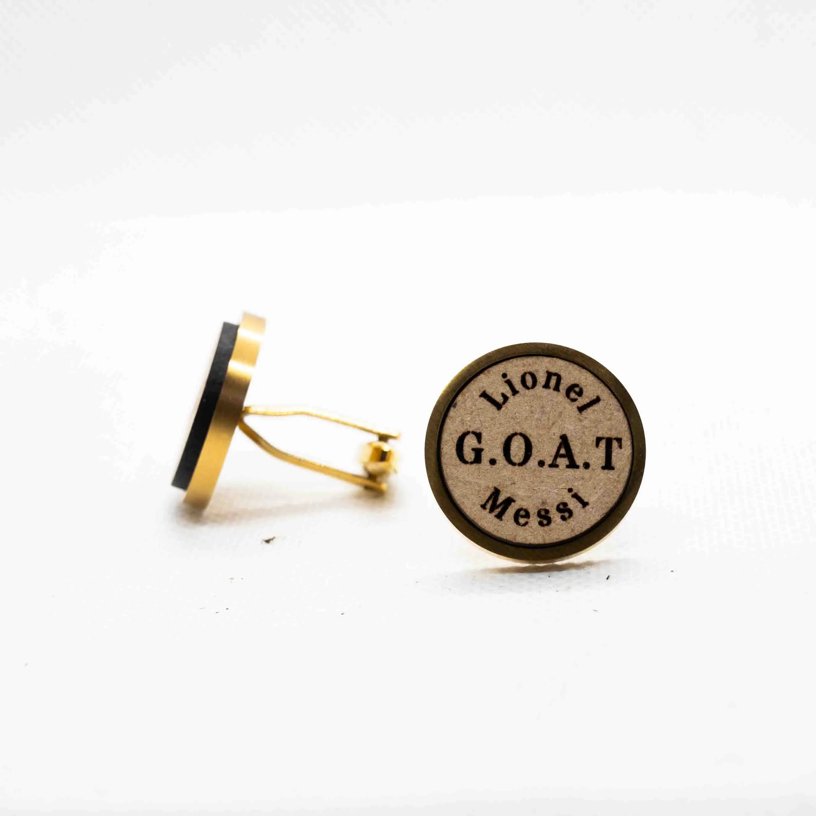 Lionel Messi (10) Soccer G.O.A.T Wooden Cufflinks