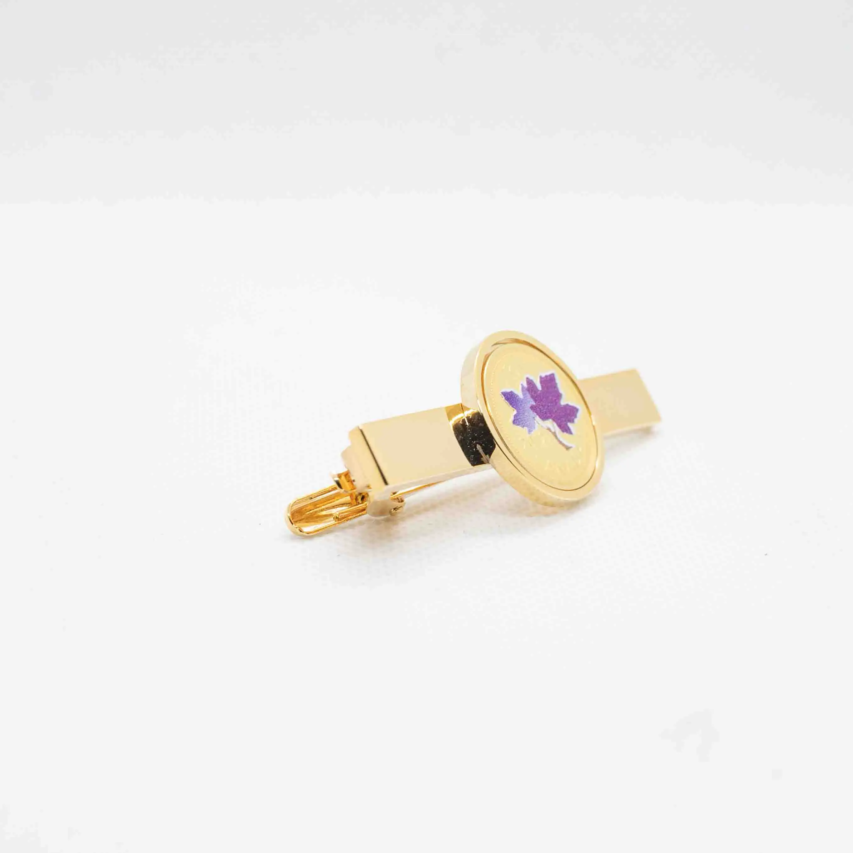 Purple Canadian Penny 24K Gold Plated Tie Clips