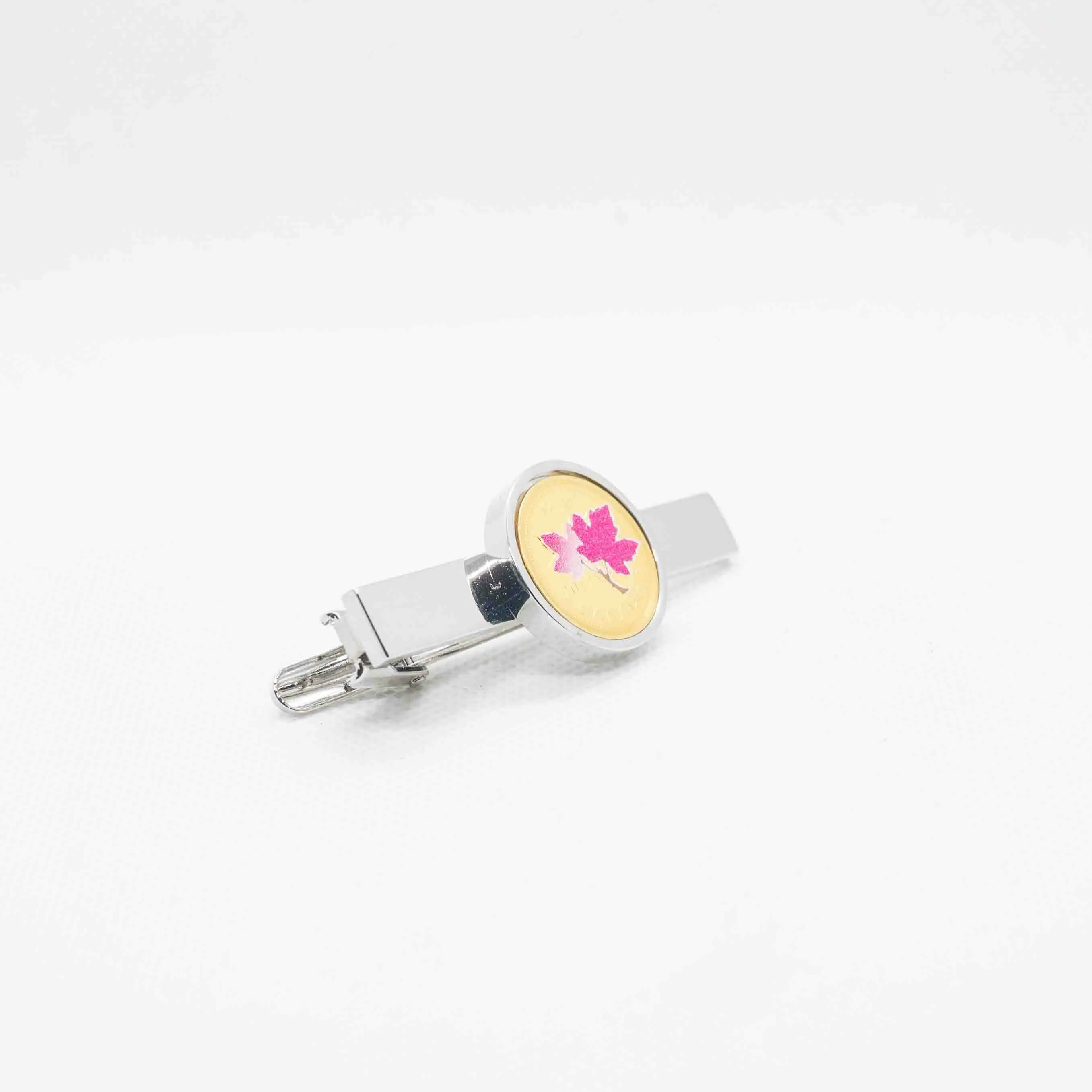 Pink Canadian Penny 24K Gold Plated Tie Clips