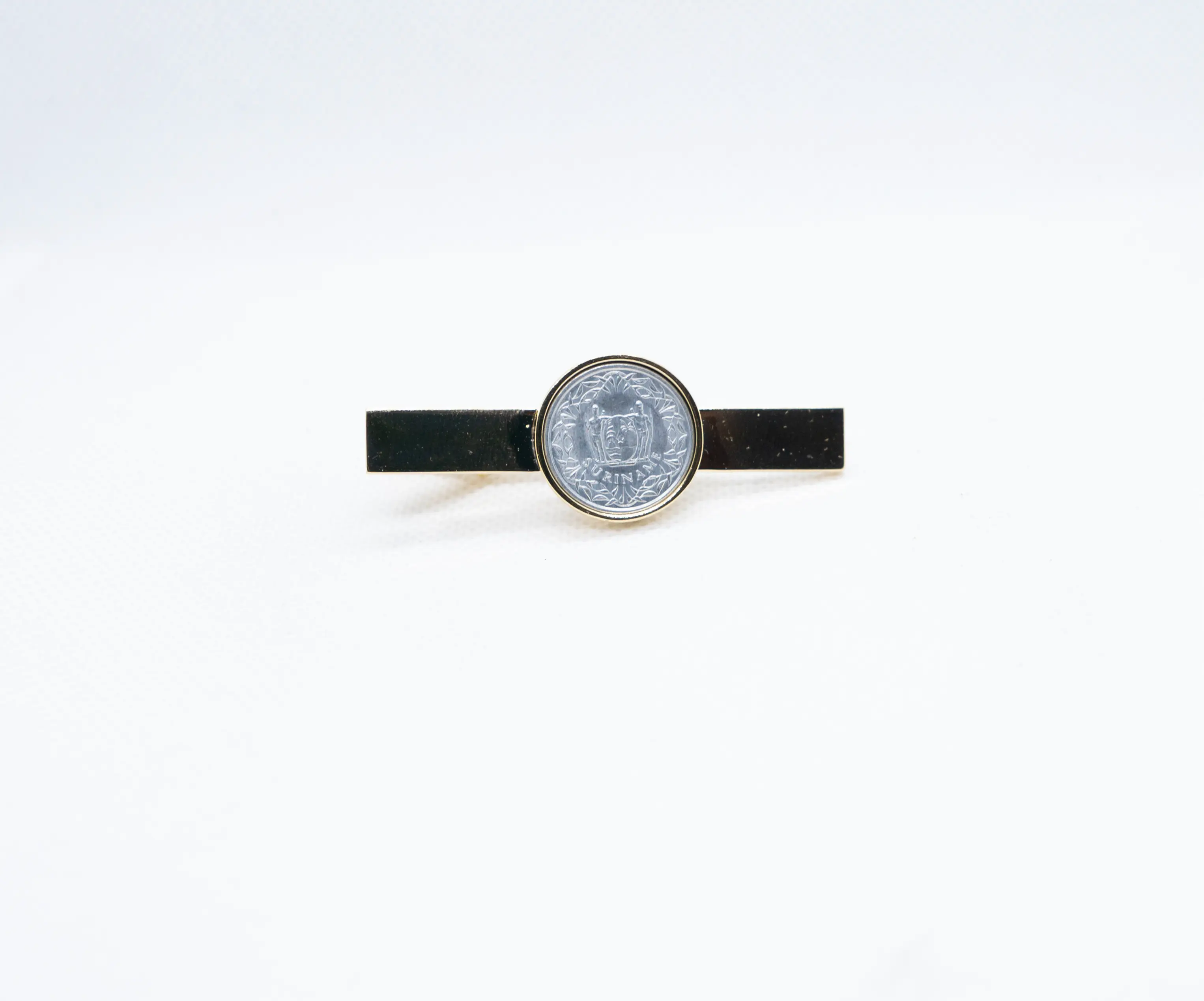 Suriname 1 Cent Silver Coin Tie Clips