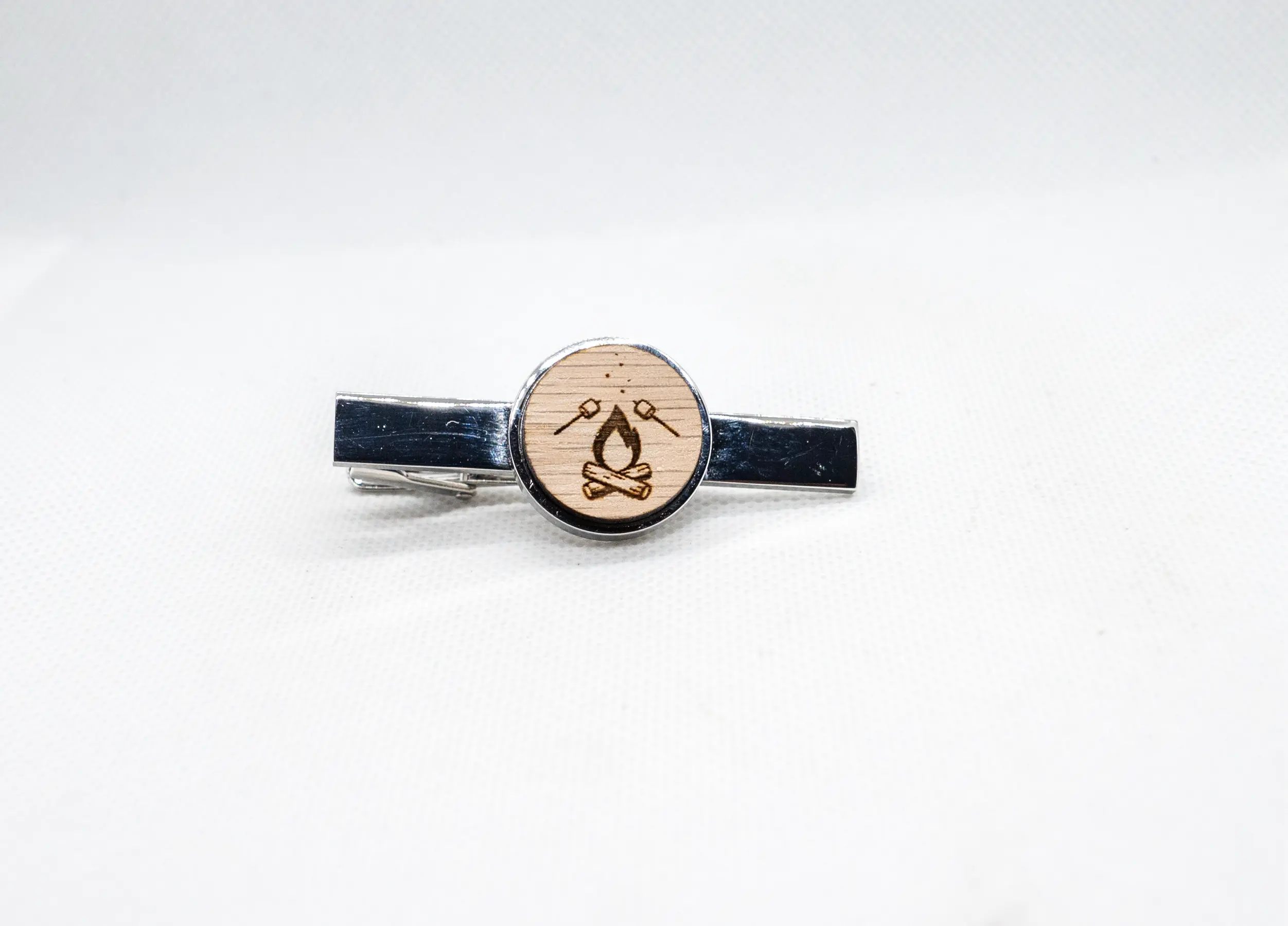 Outdoors Wooden Camp Fire Tie Clips