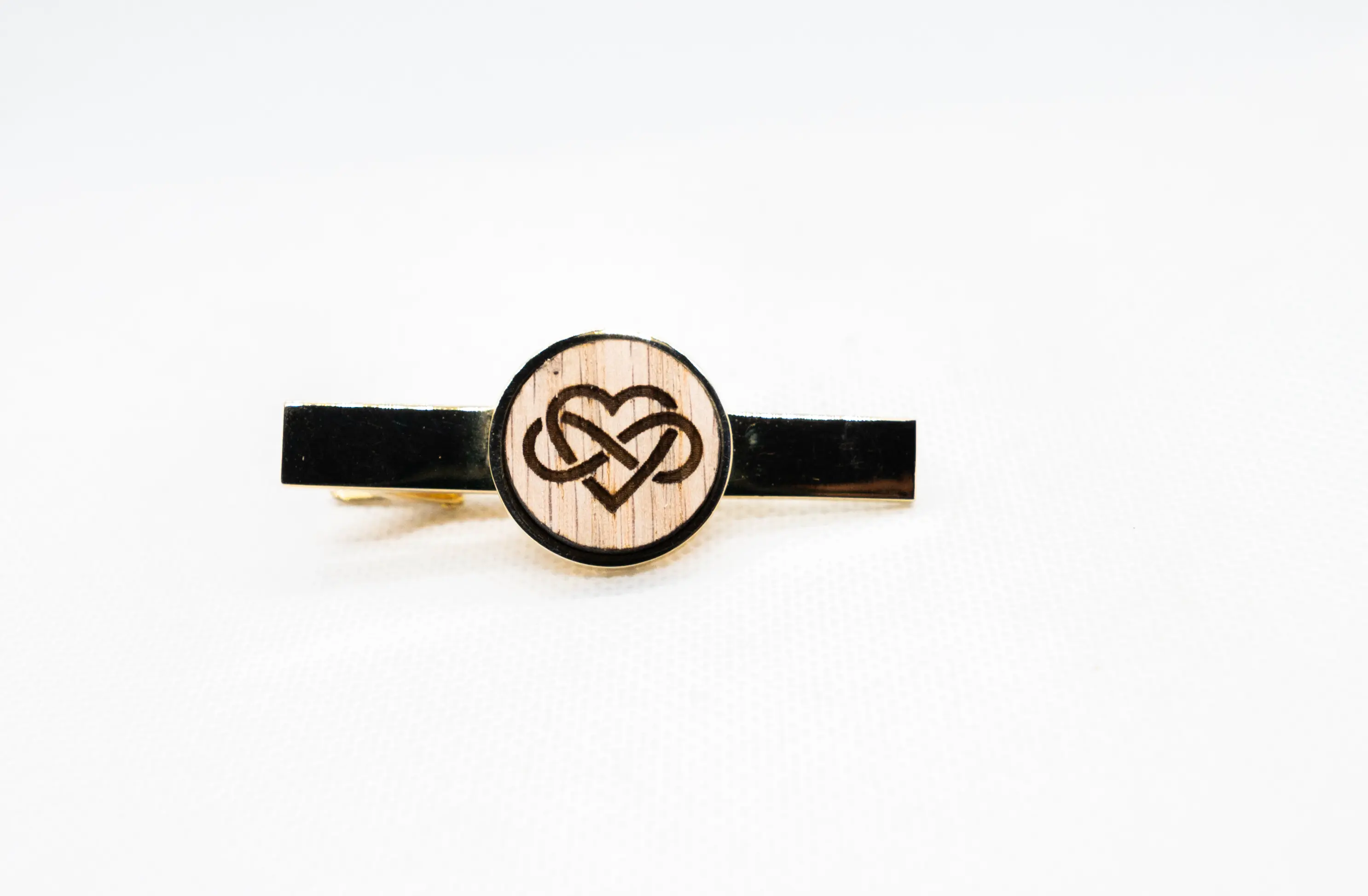 Infinity with Heart Tie Clips