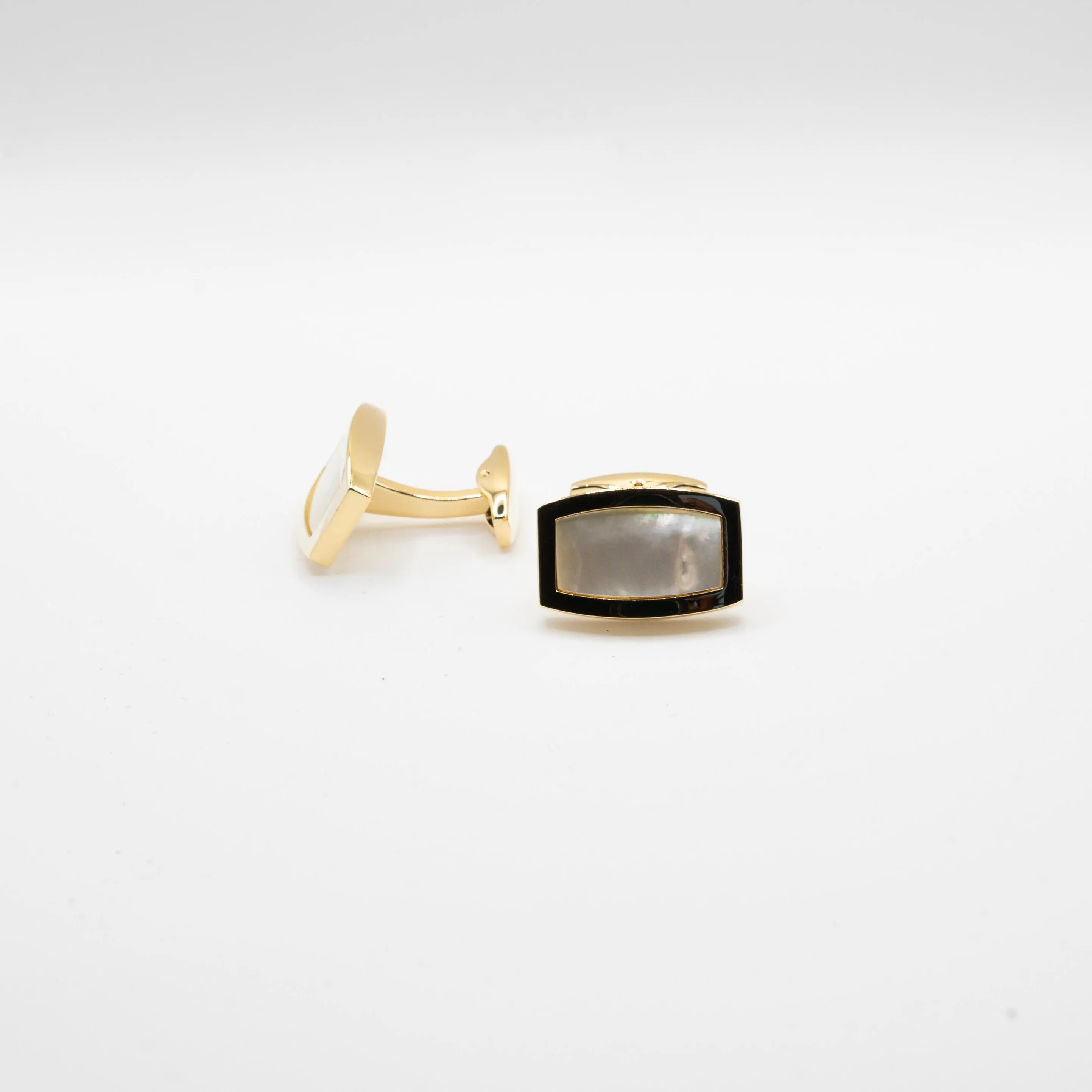 White Rectangle Gold Colour Cufflink