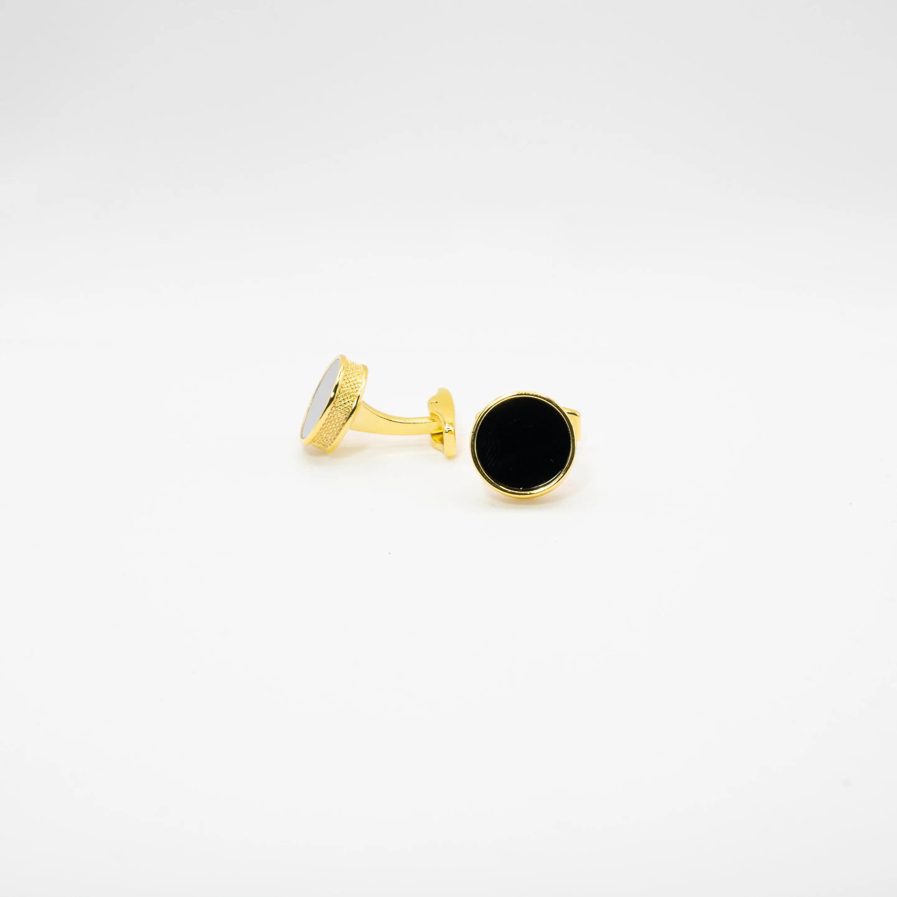 Black Round Gold Cufflinks