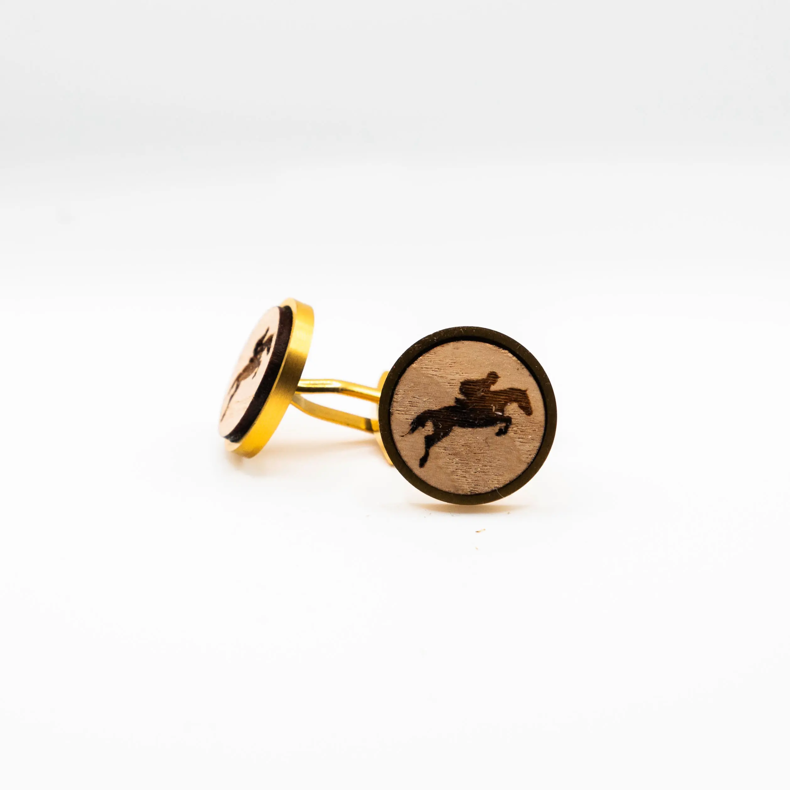 Horse and Jockey  Wooden Cufflinks
