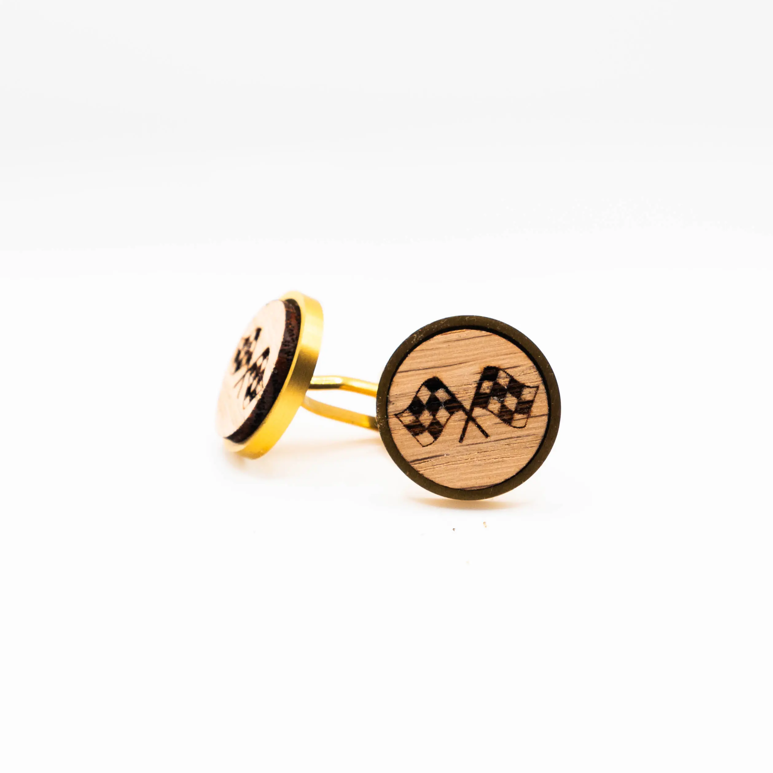 Checkered Flag Wooden Cufflinks