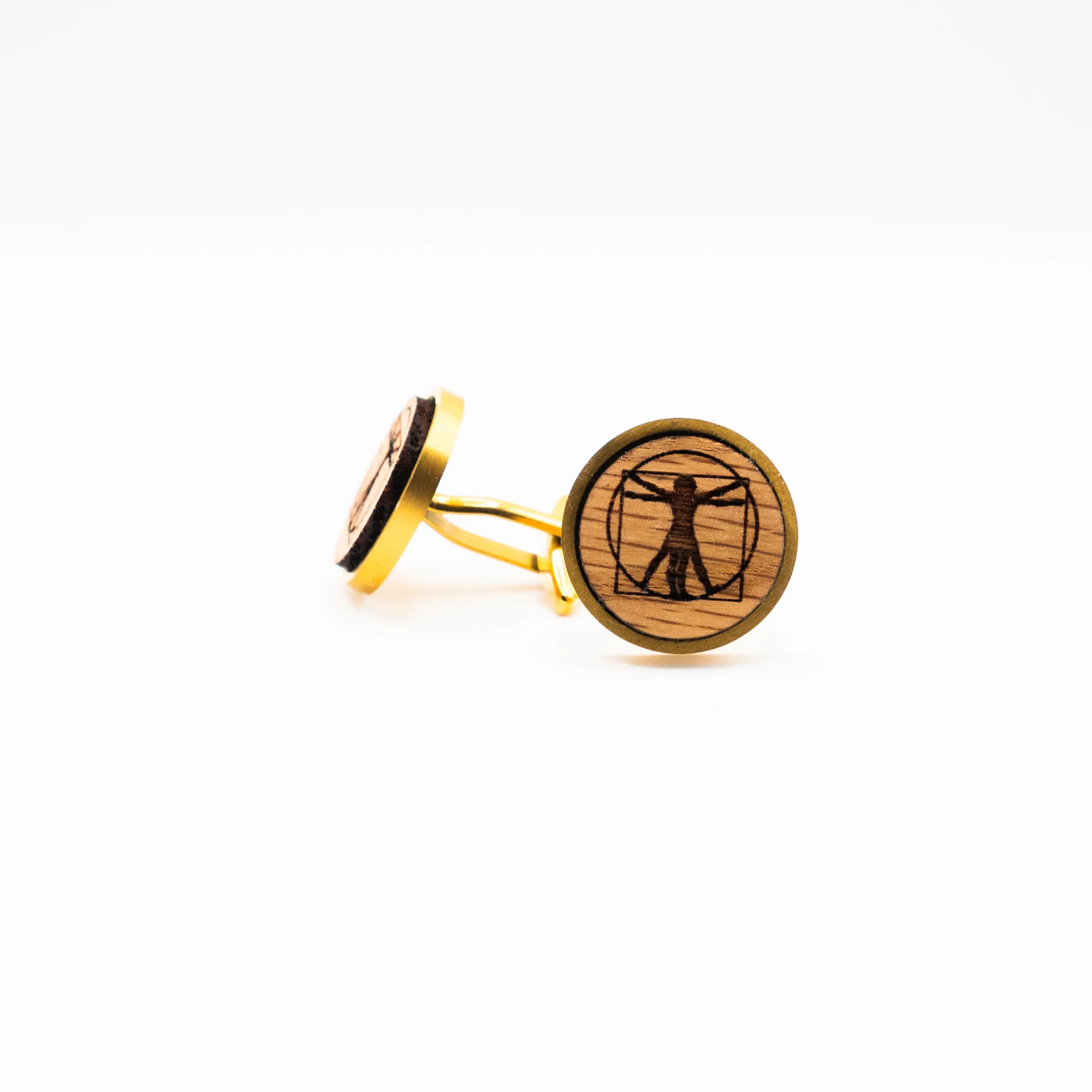 Vitruvian Man Wooden Cufflinks