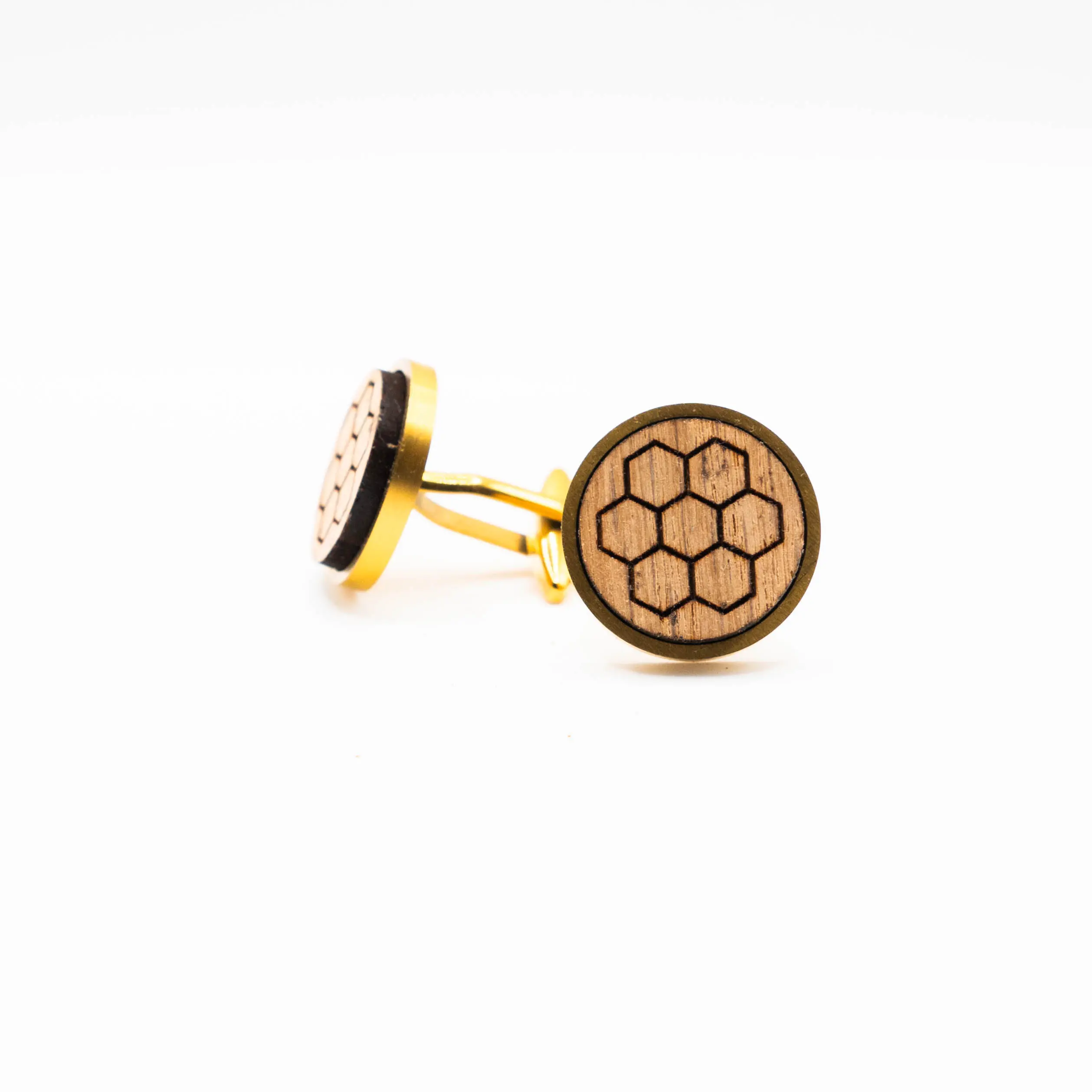 Honey Comb Wooden Cufflinks