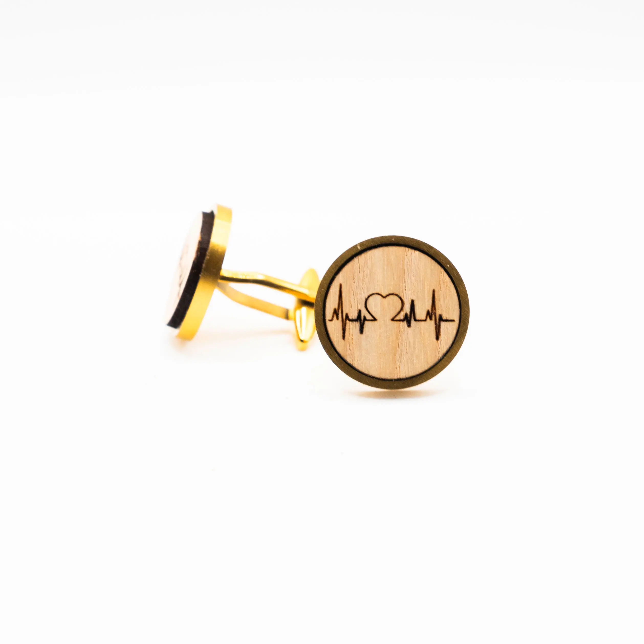 Love Heart Signal Wooden Cufflinks