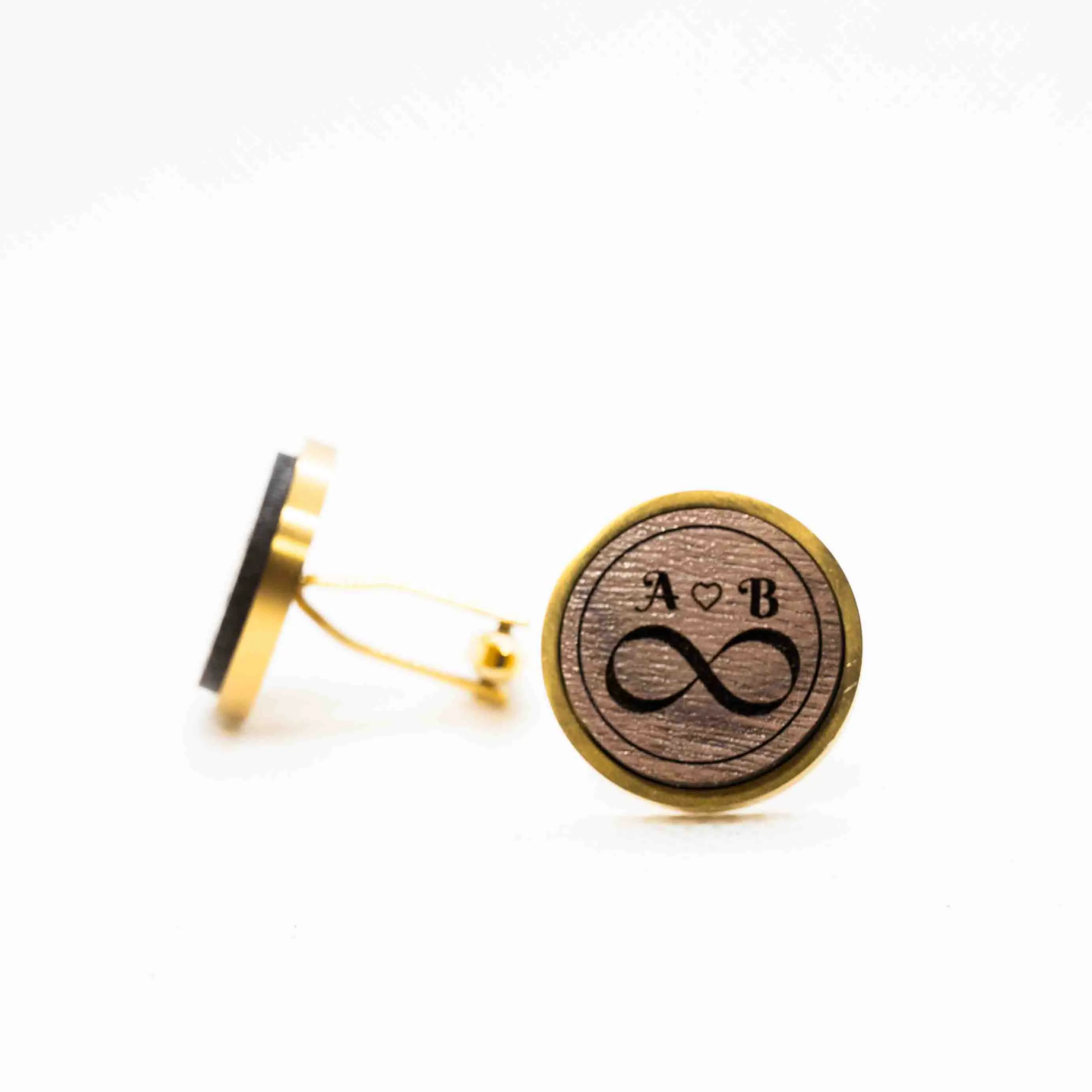 Custom Couples Initials Wedding  Wooden Cufflinks