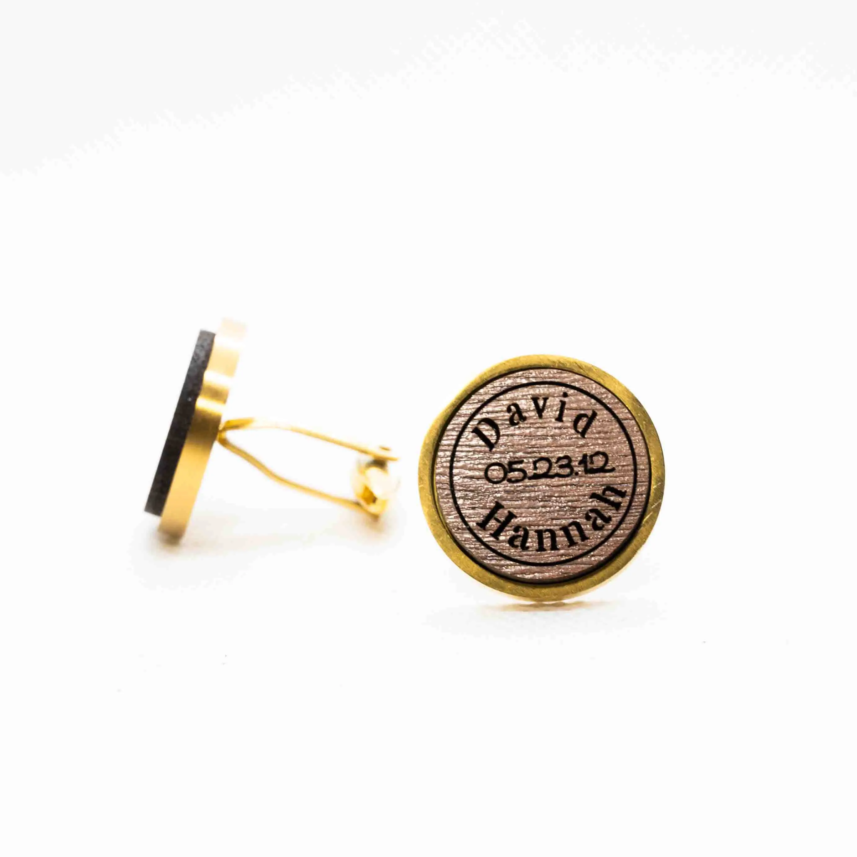 Custom Couples Name and Date Wooden Cufflinks