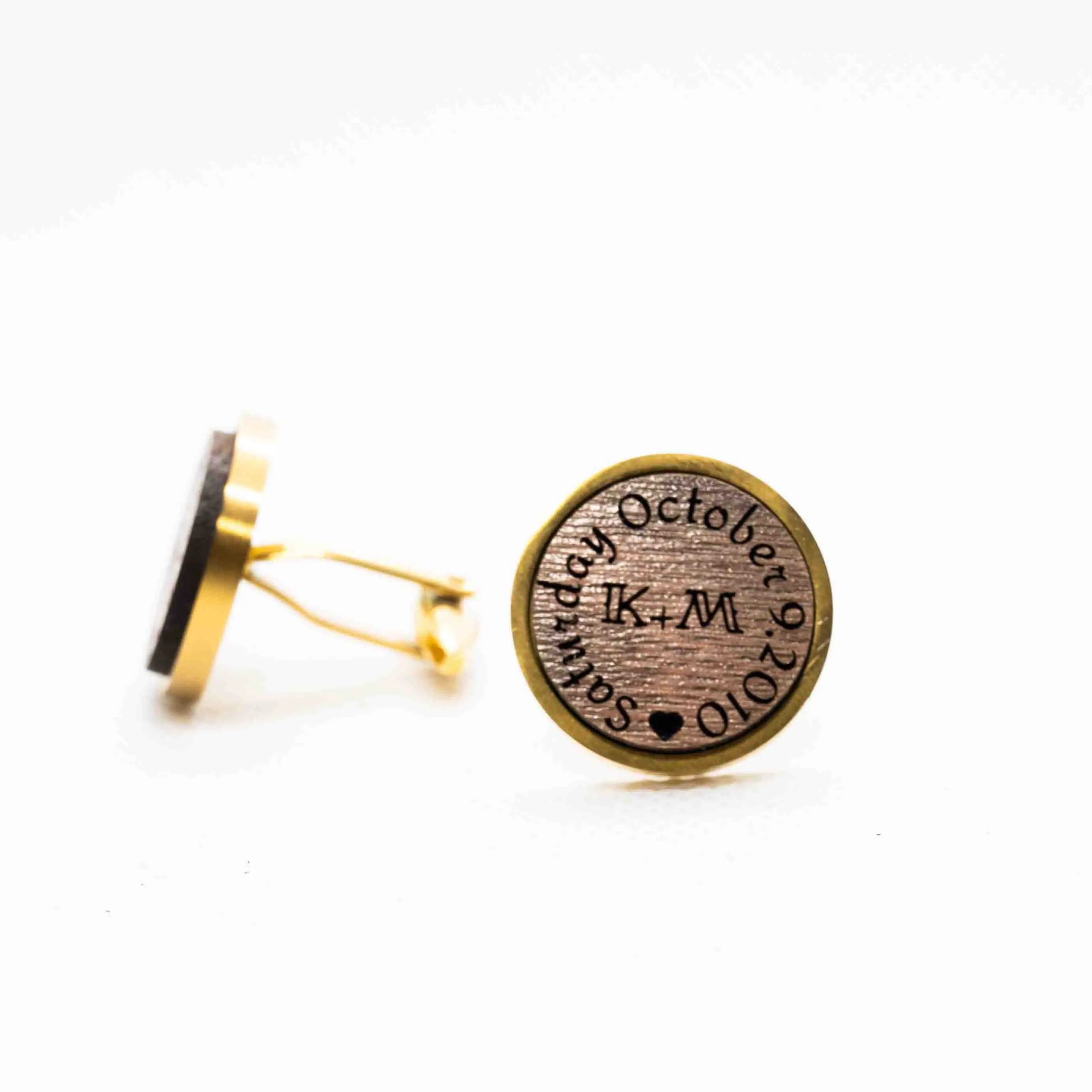 Custom Couples Initials Wedding  II Wooden Cufflinks