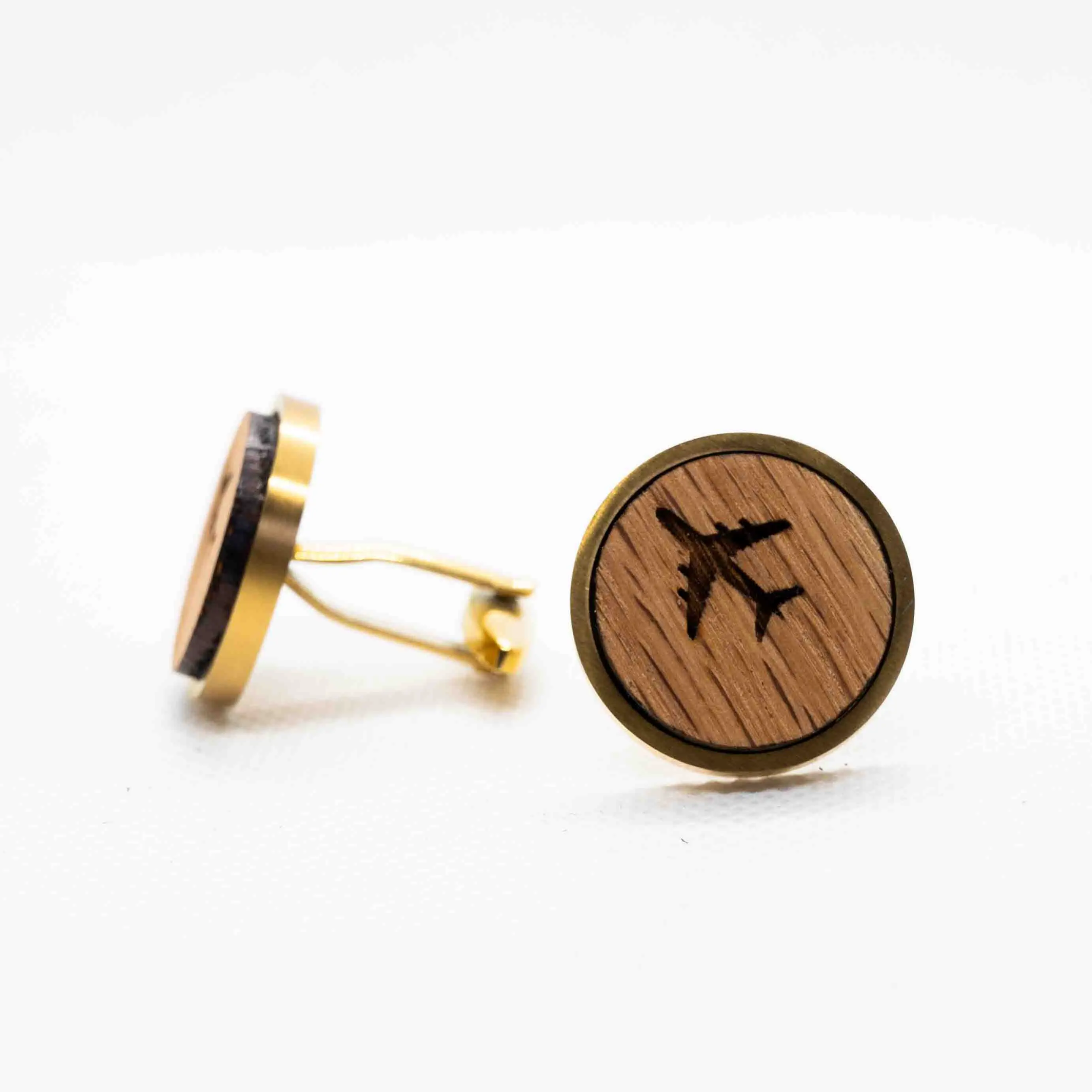 Airplane III Wooden Cufflinks