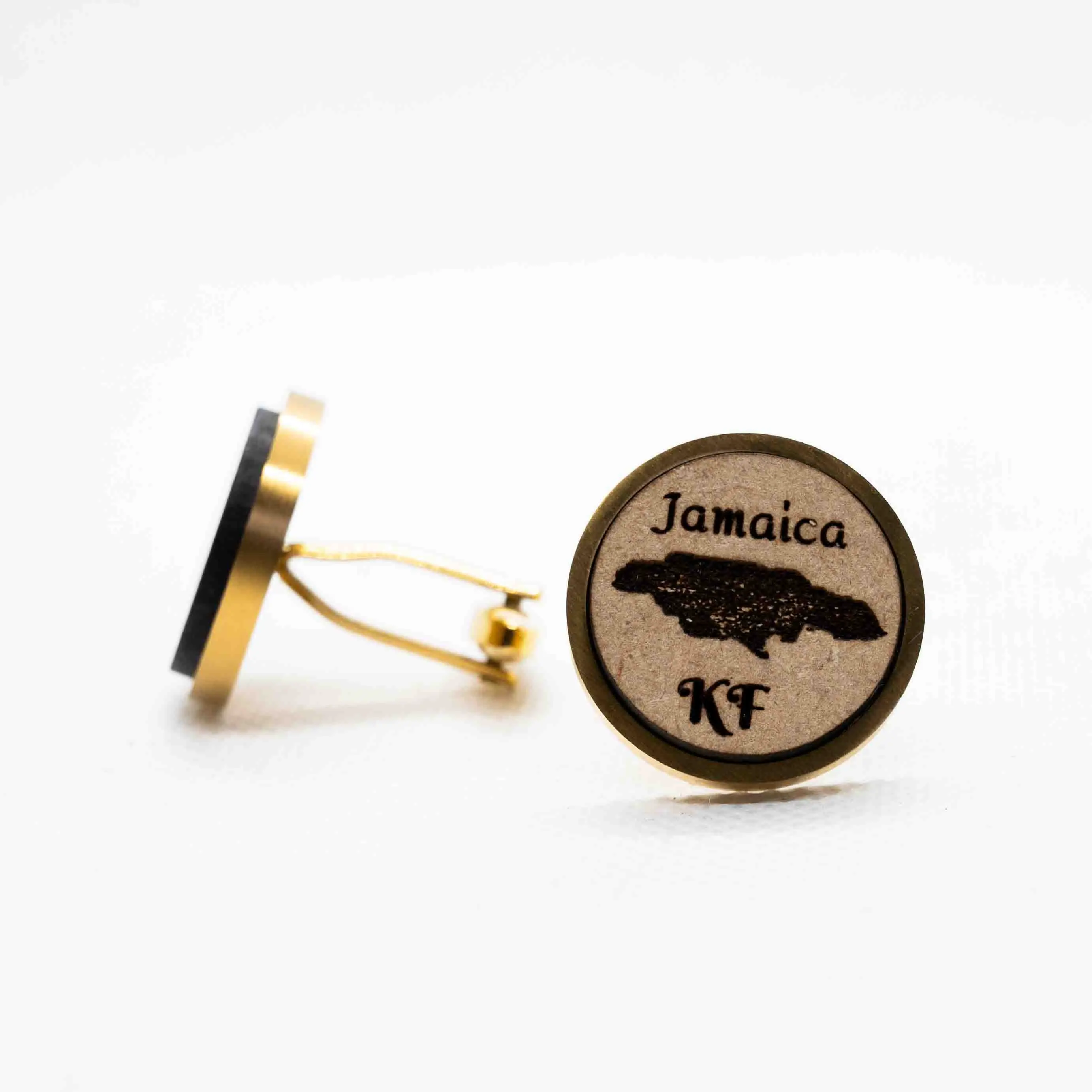Custom Jamaica Hummingbird Initials Wooden Cufflinks