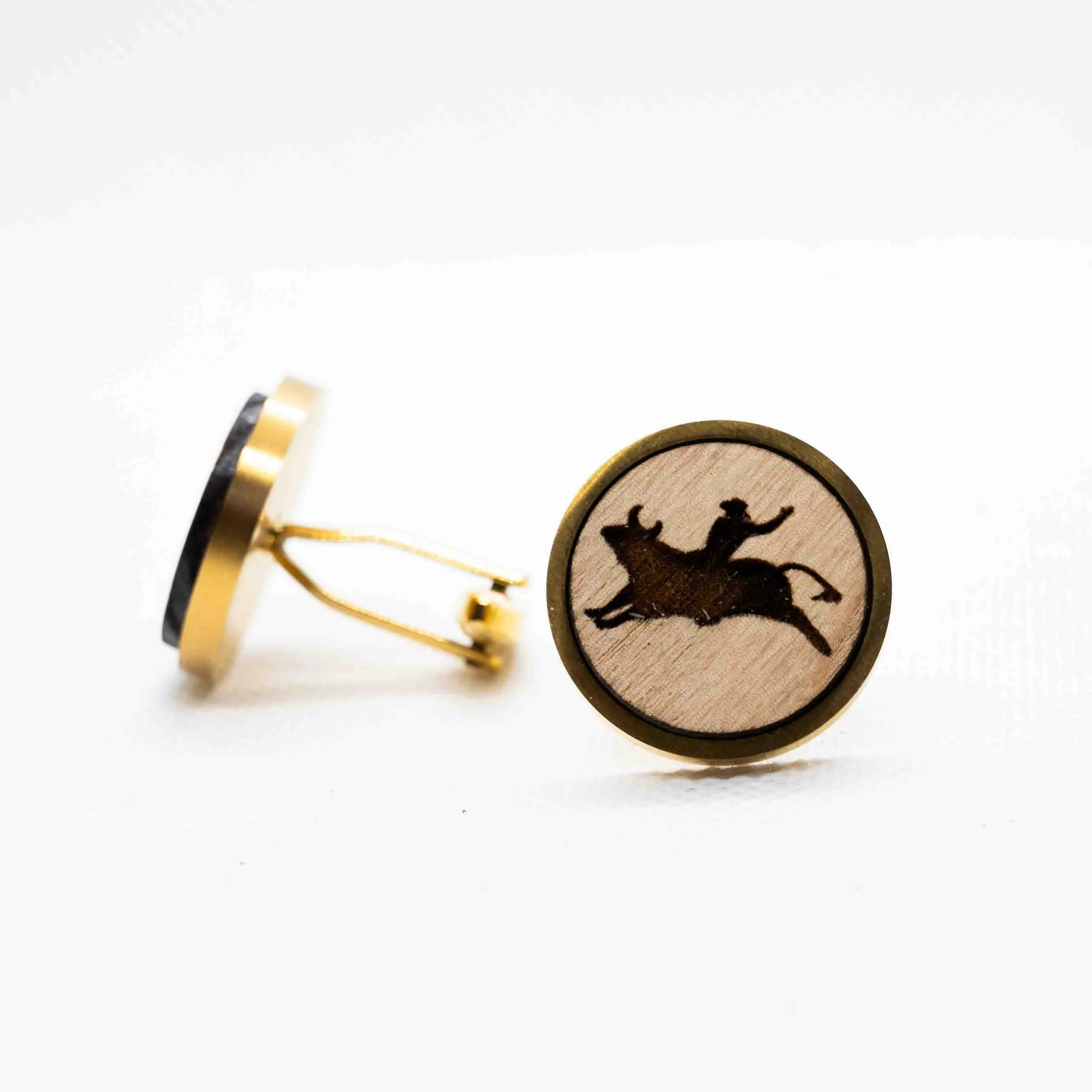 Bull Riding III Wooden Cufflinks
