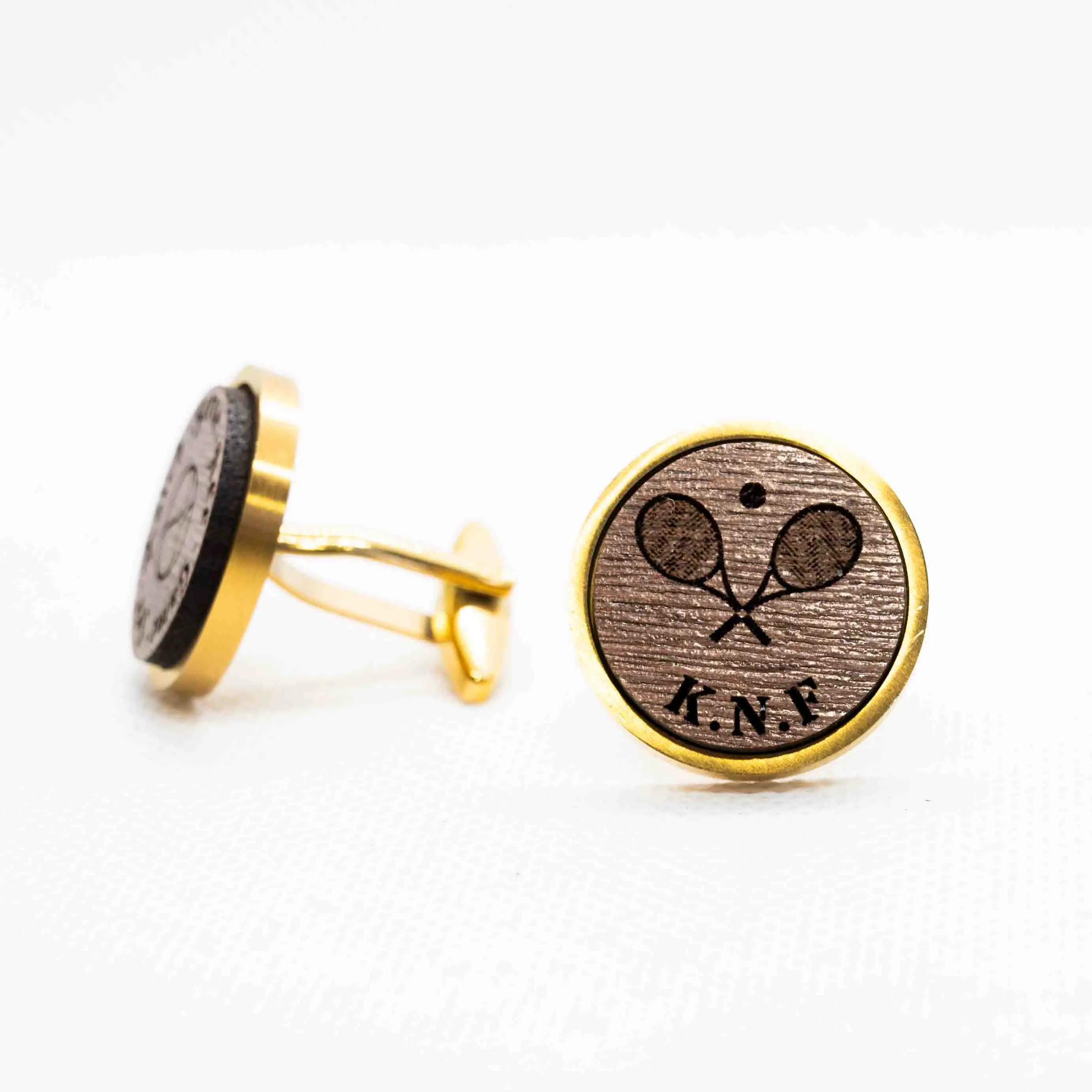 Custom Tennis Initials Wooden Cufflinks