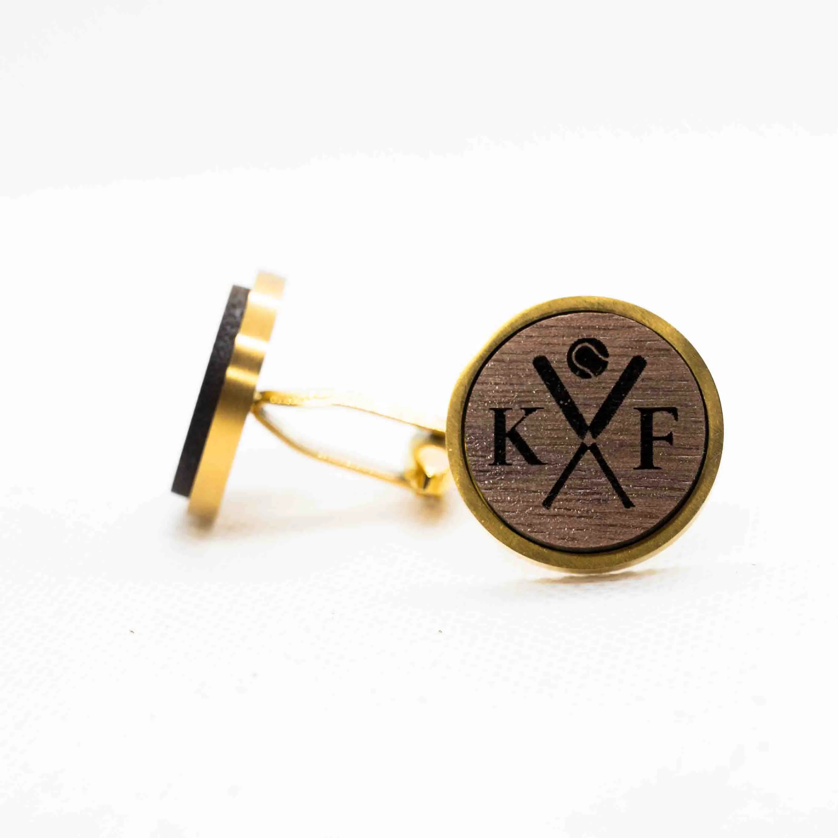 Custom Baseball MLB Initials Wooden Cufflinks