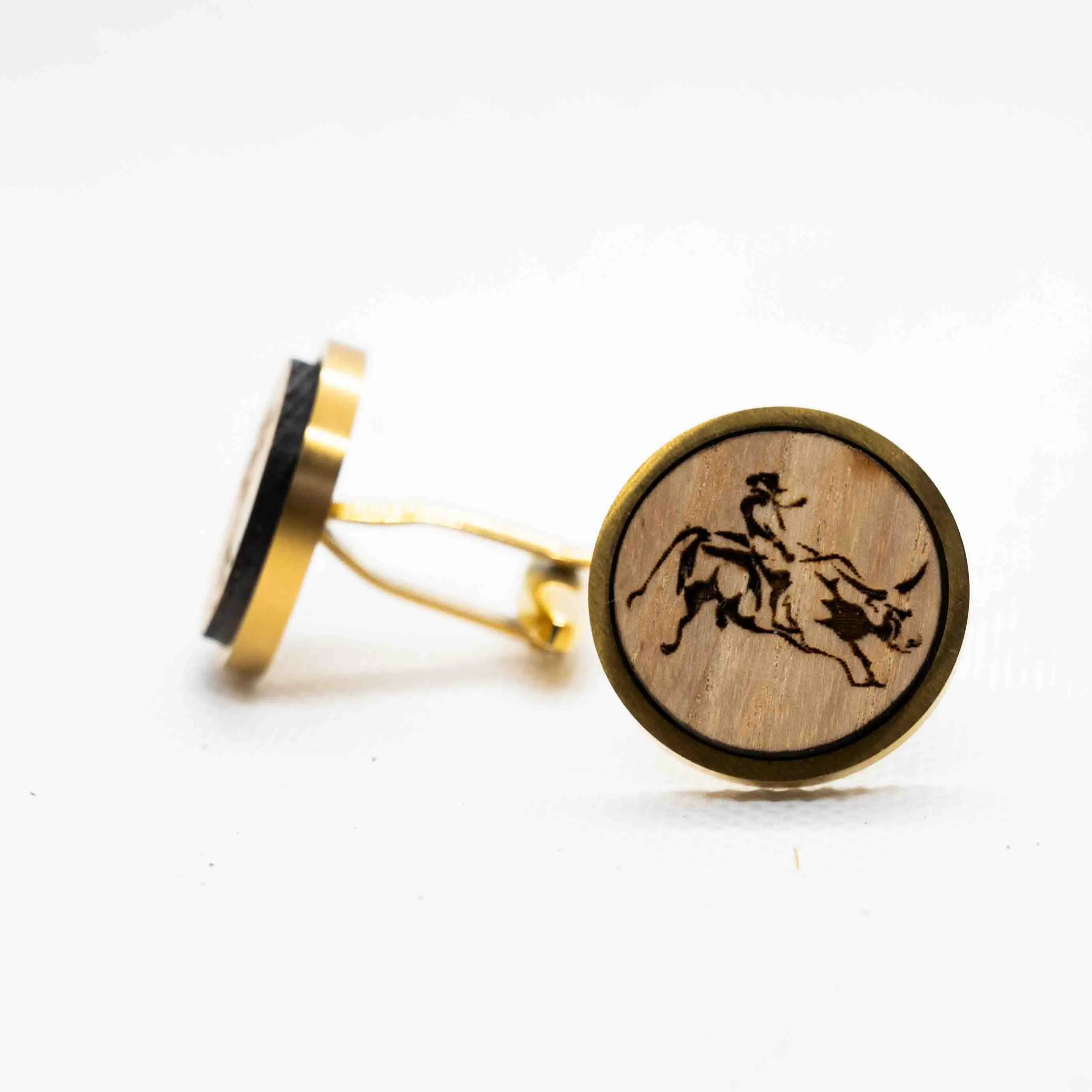 Bull Riding Wooden Cufflinks
