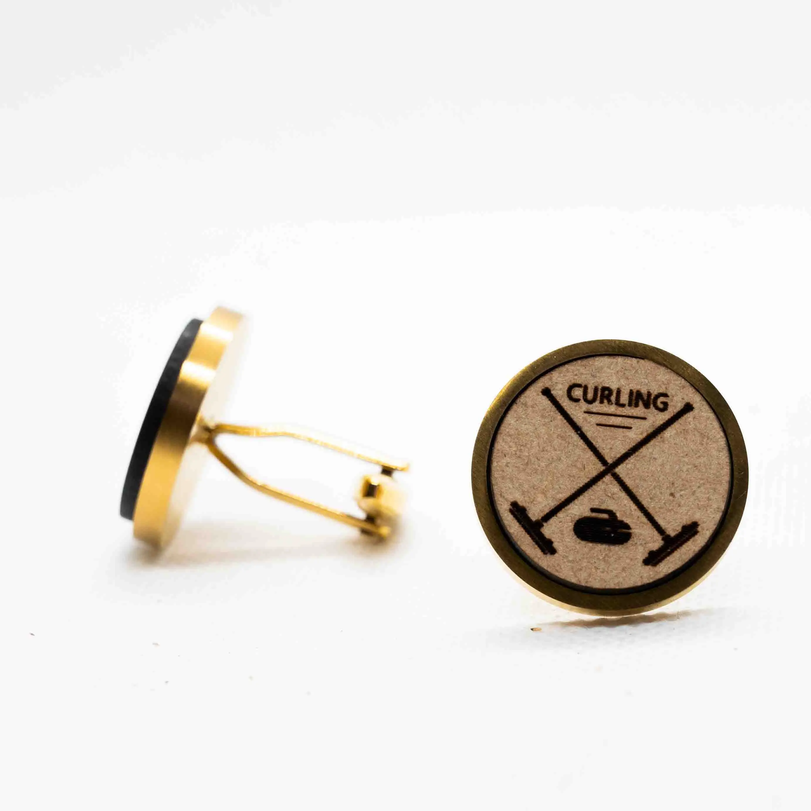 Custom Curling Wooden Cufflinks