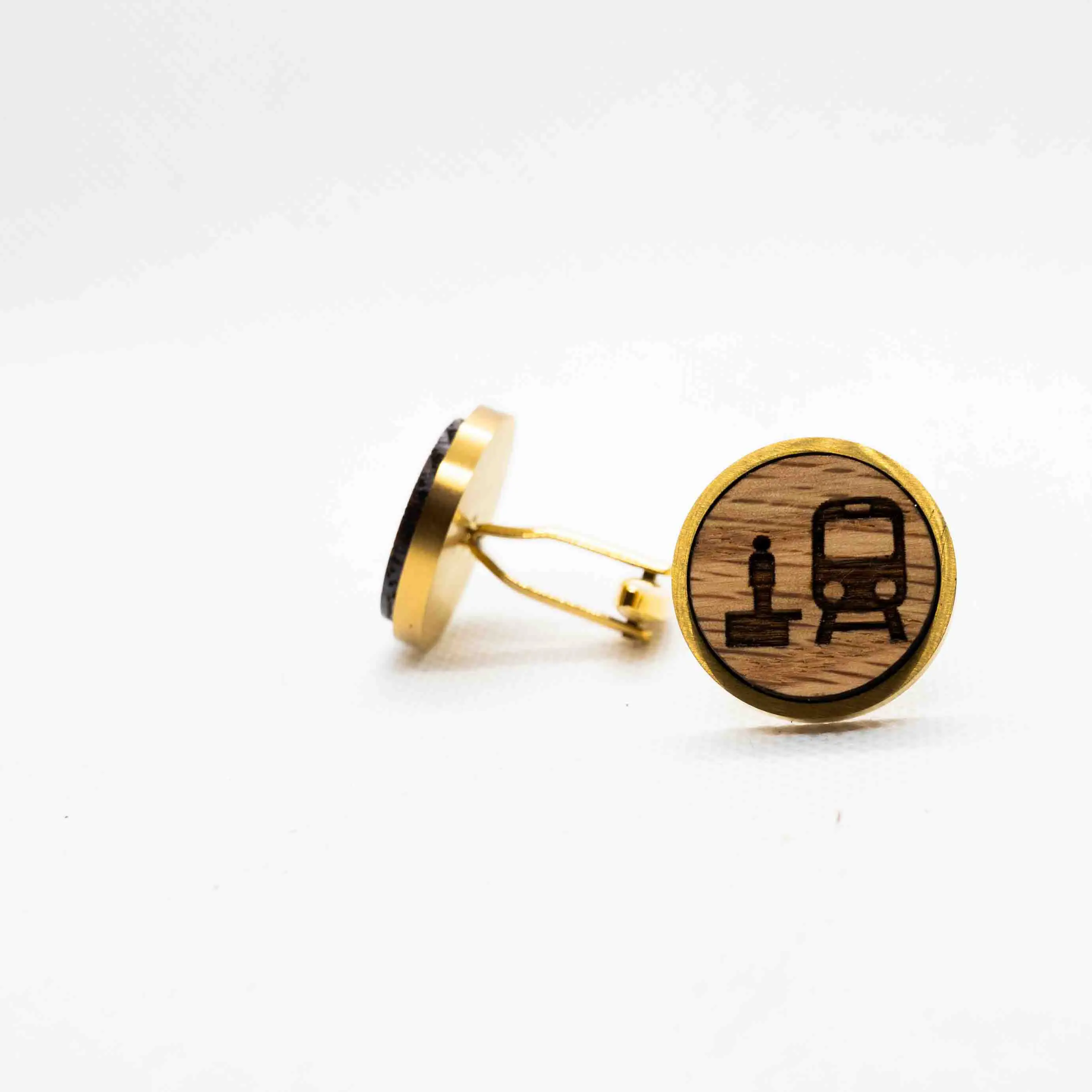 Train Station Wooden Cufflinks
