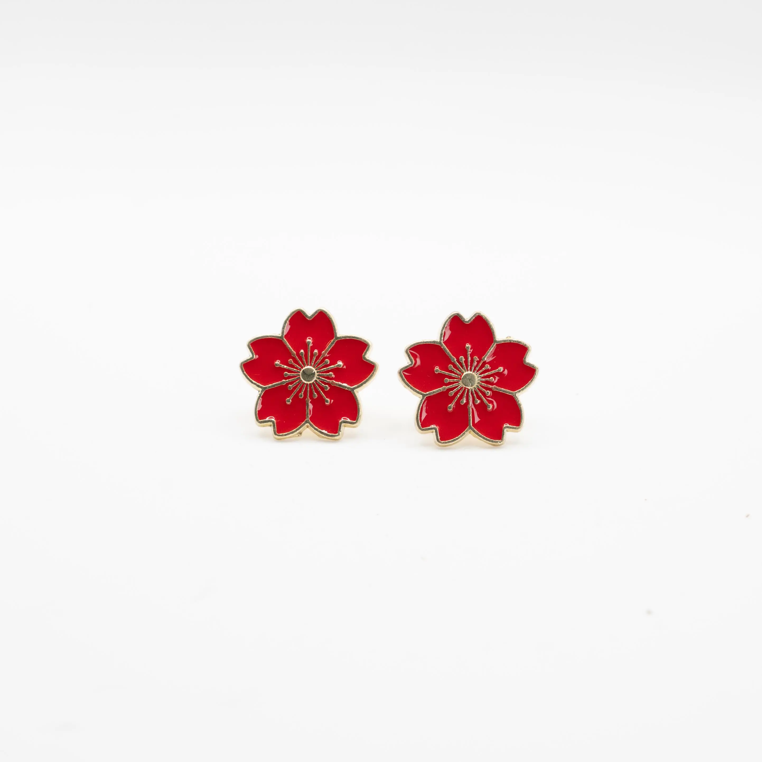 Red Sakura  Cherry Blossom Cufflinks