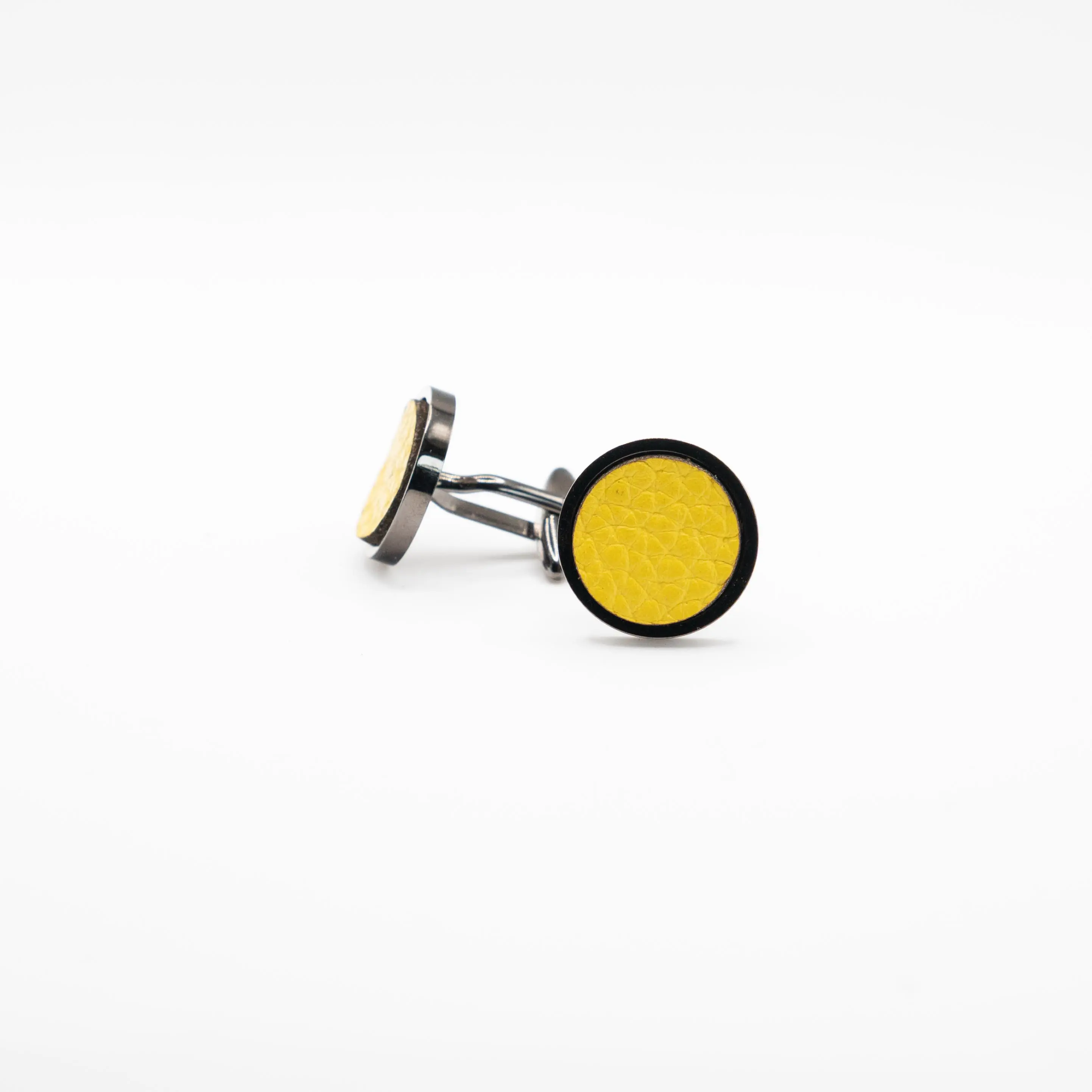 Yellow Leather Cufflinks