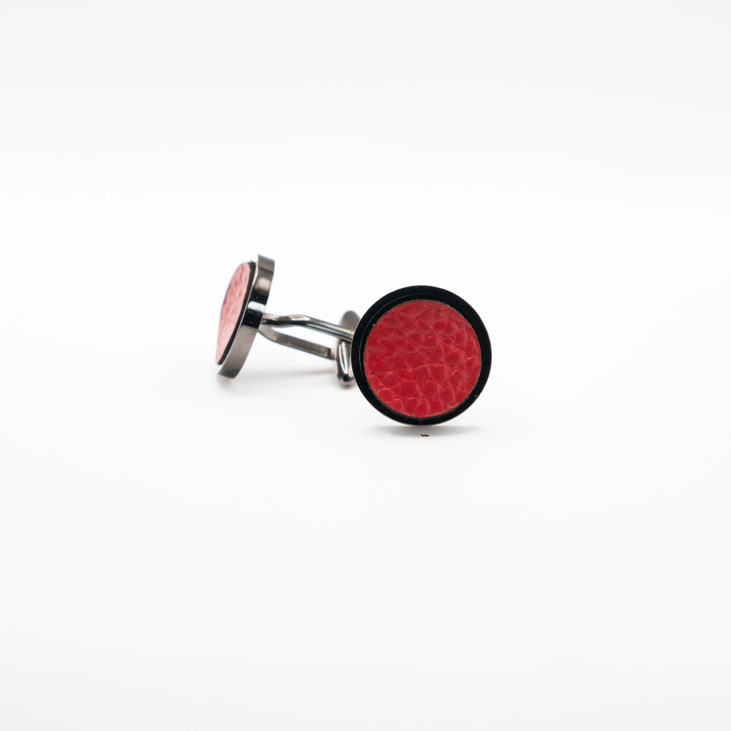 Red Leather Cufflinks