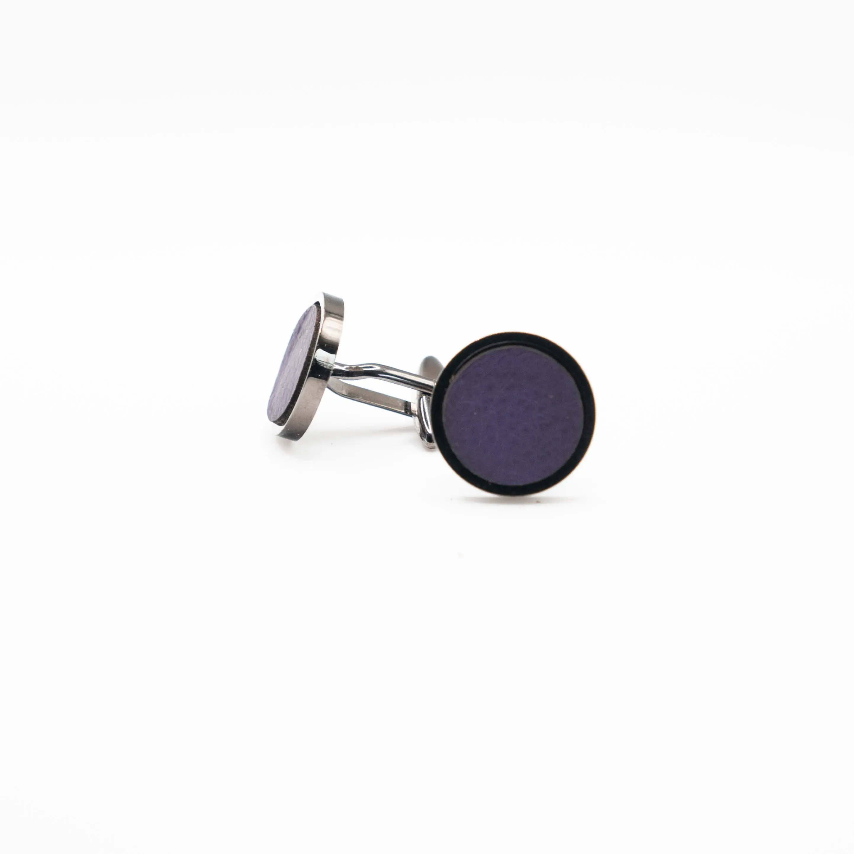 Purple Leather Cufflinks
