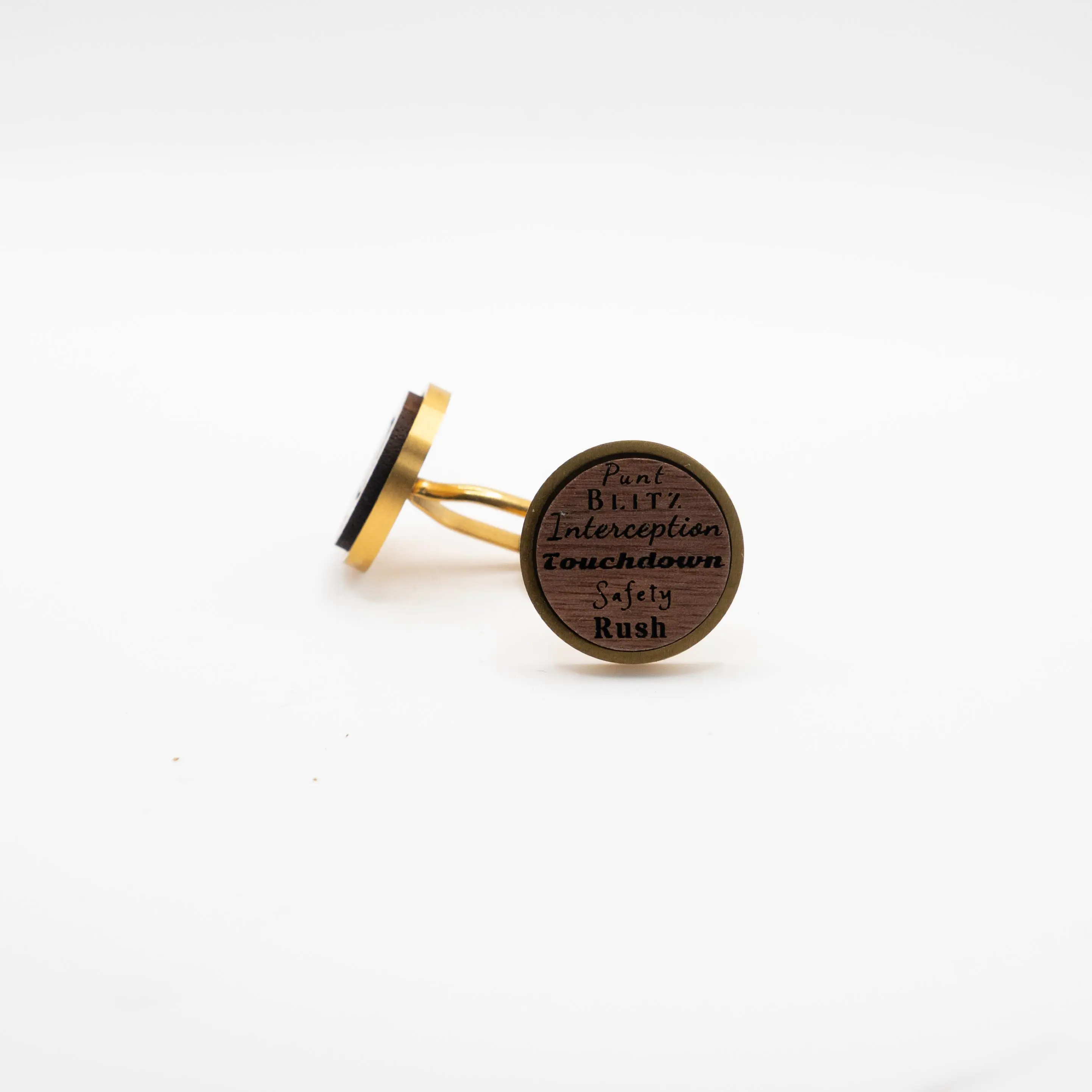 Custom American Football Initials Wooden Cufflinks
