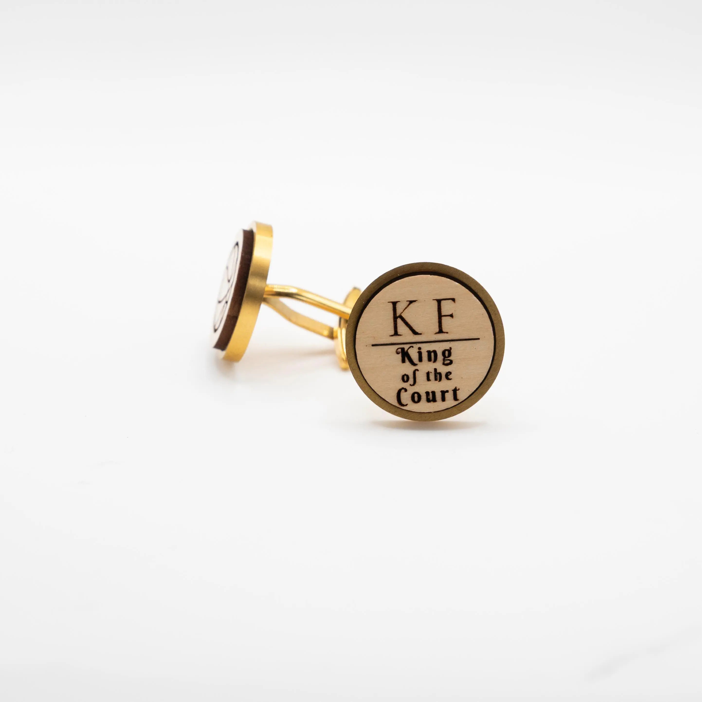 Custom Initials Basketball Wooden Cufflinks