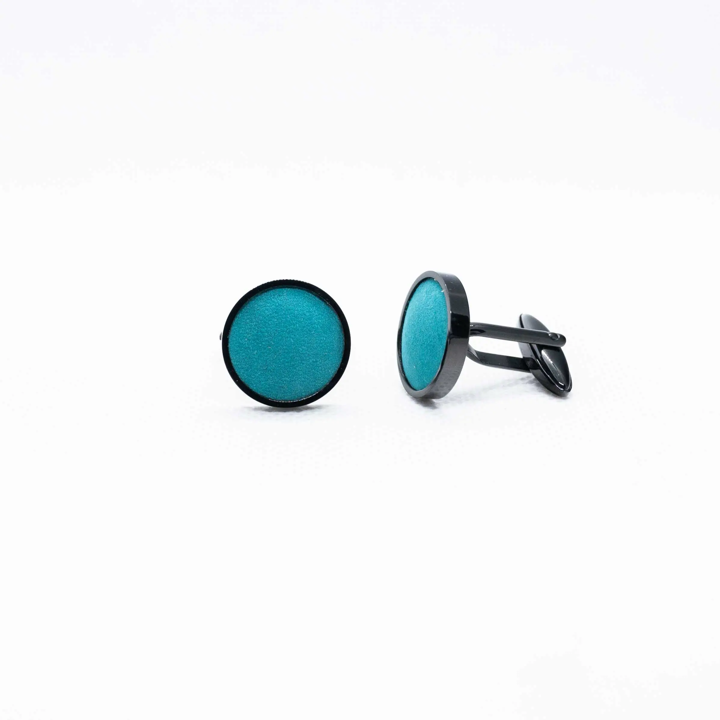 Genuine Teal Leather Cufflinks
