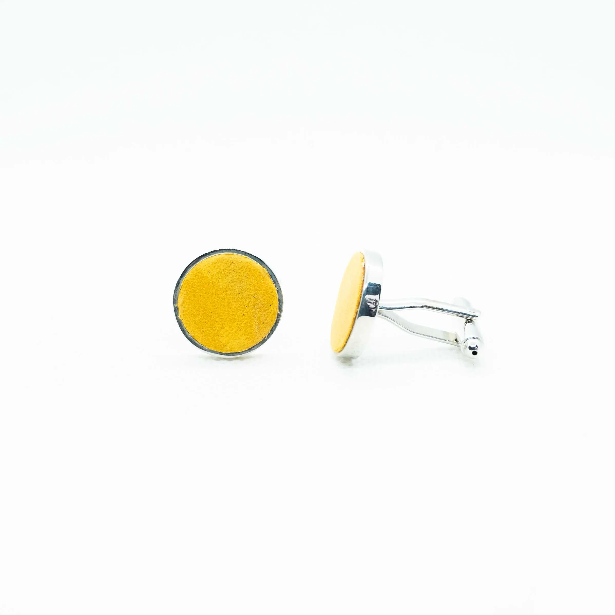 Genuine Yellow Leather Cufflinks
