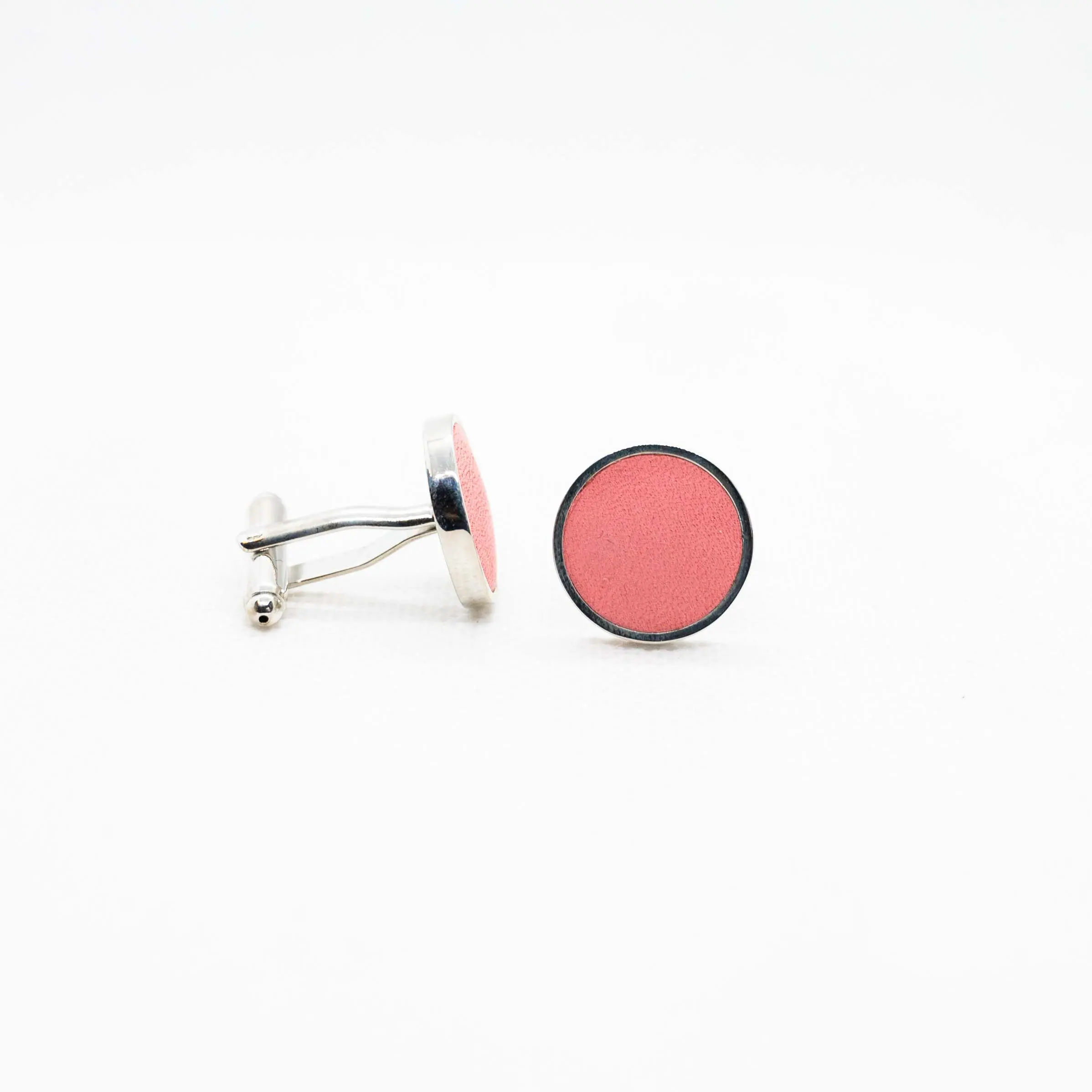 Genuine Pink Leather Cufflinks