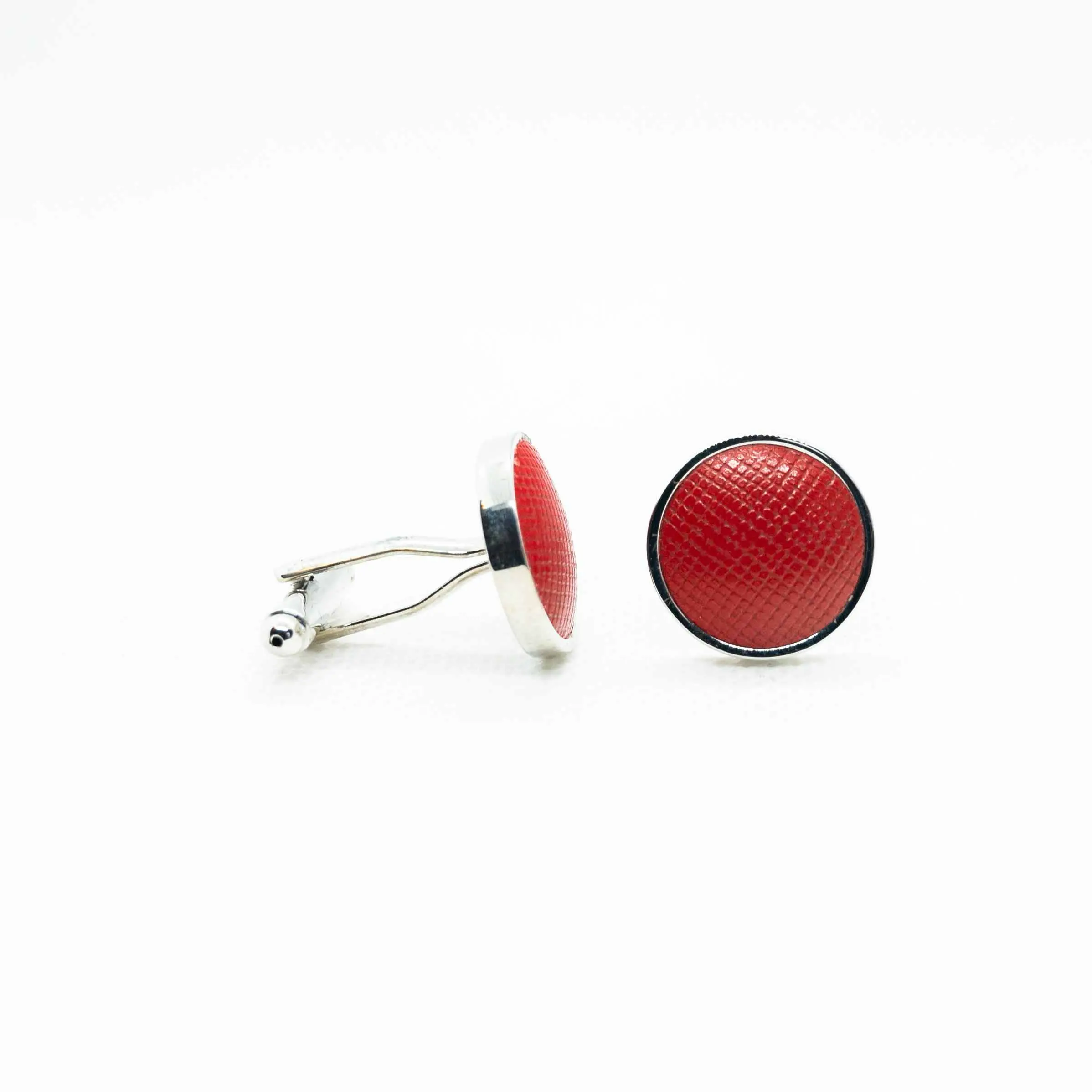 Genuine Red Leather Cufflinks