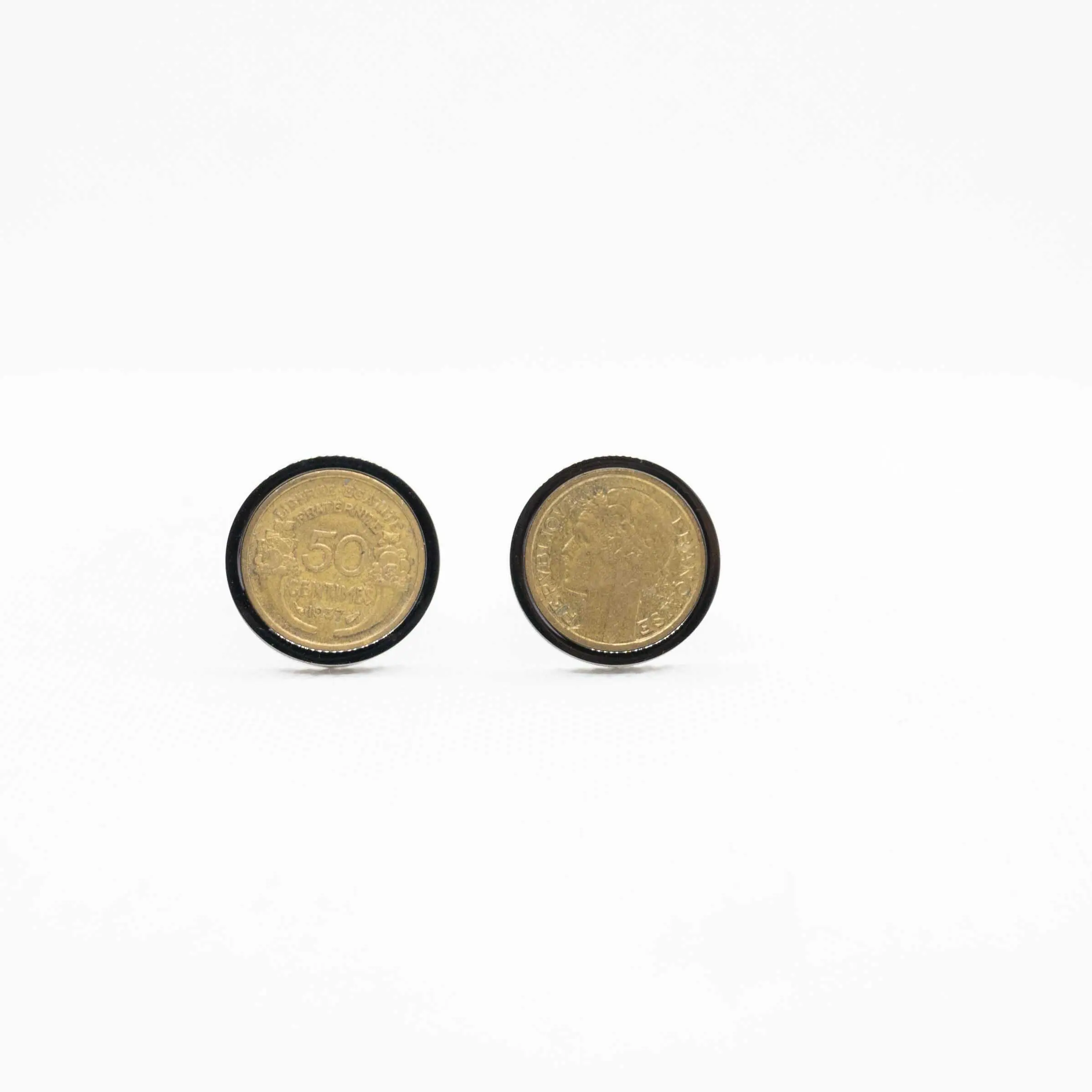 France 50 Centimes Bronze Coin Cufflink