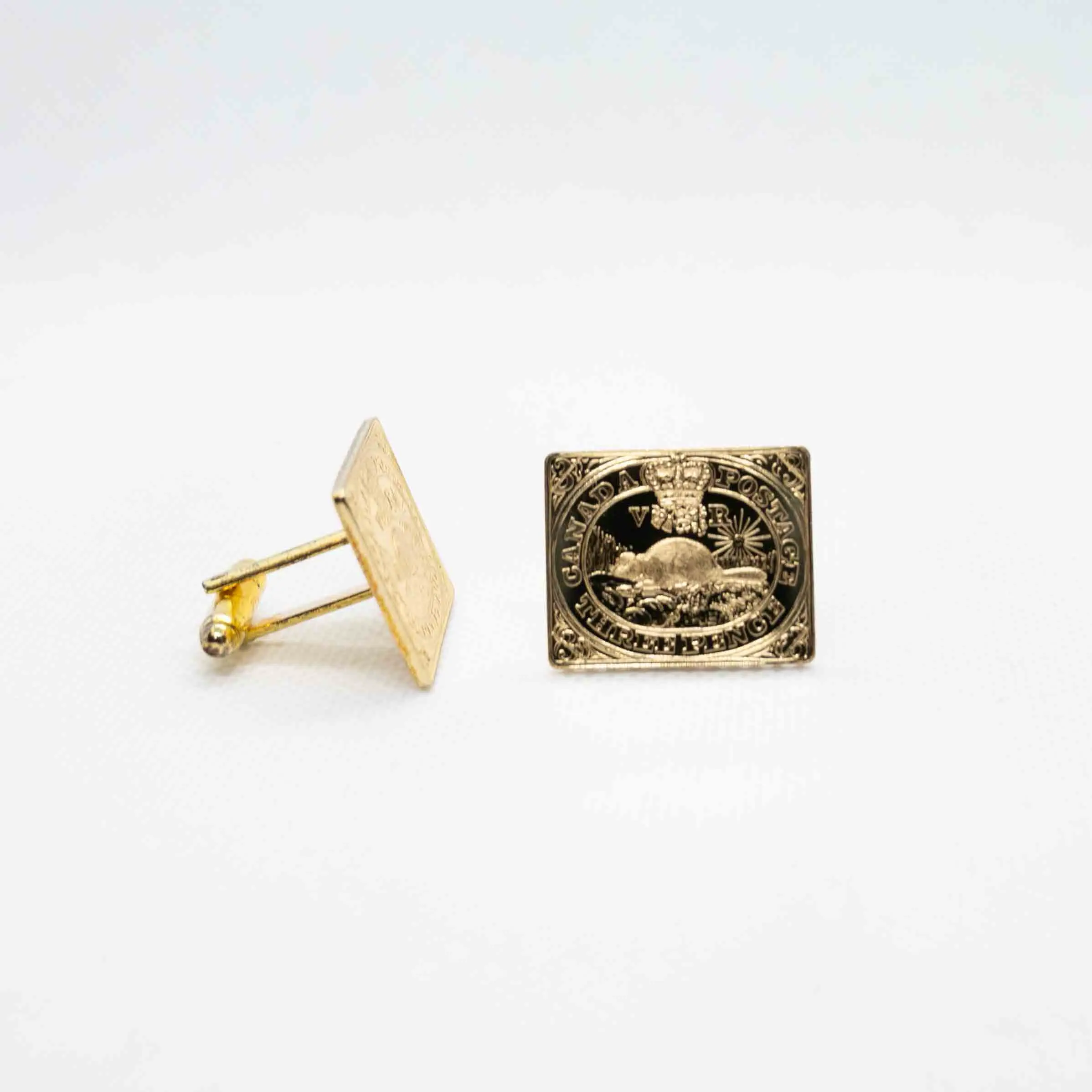 Canada Beaver Token First Stamp Cufflinks
