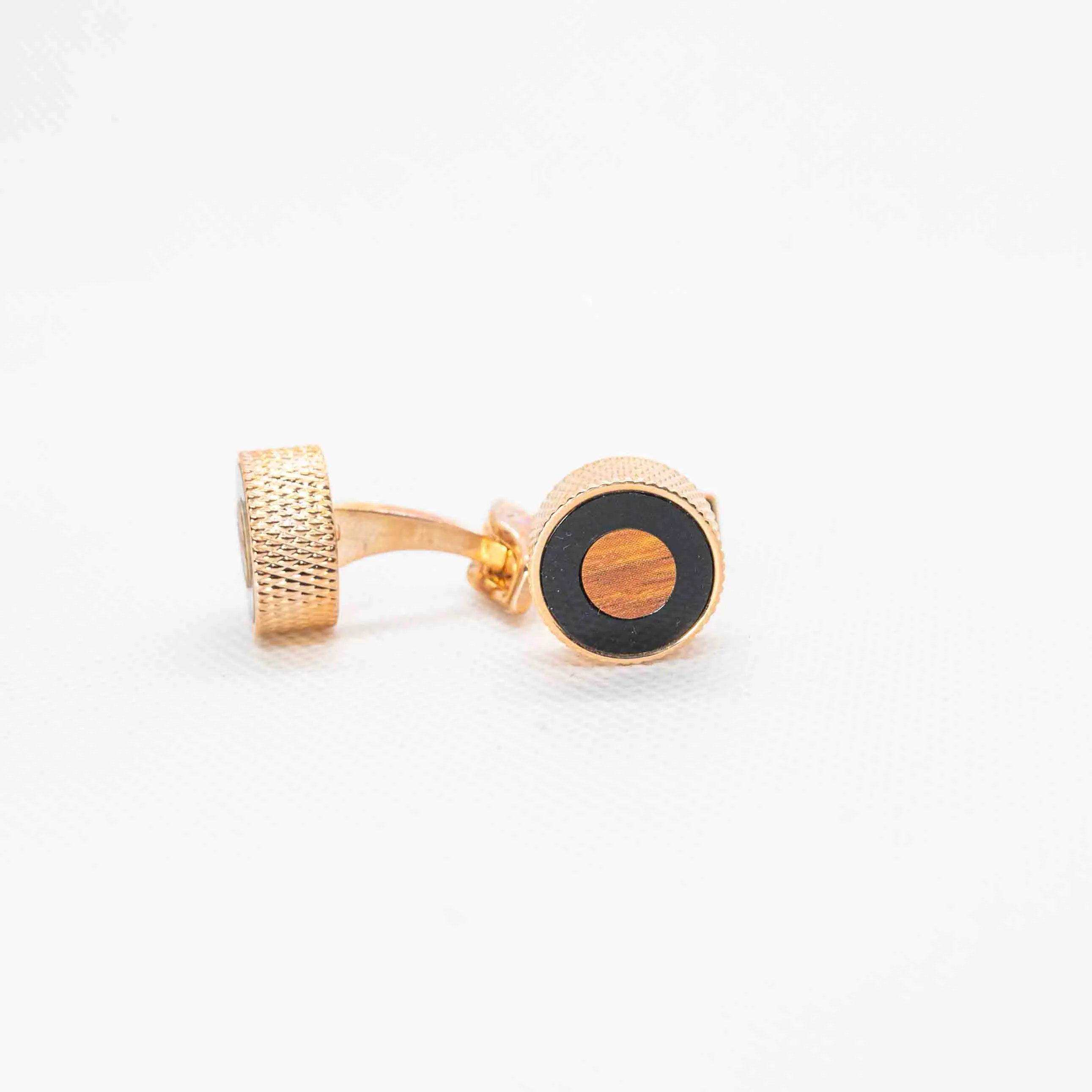 Solid Brass and Wood 18K Gold Plated Cufflinks Cufflink