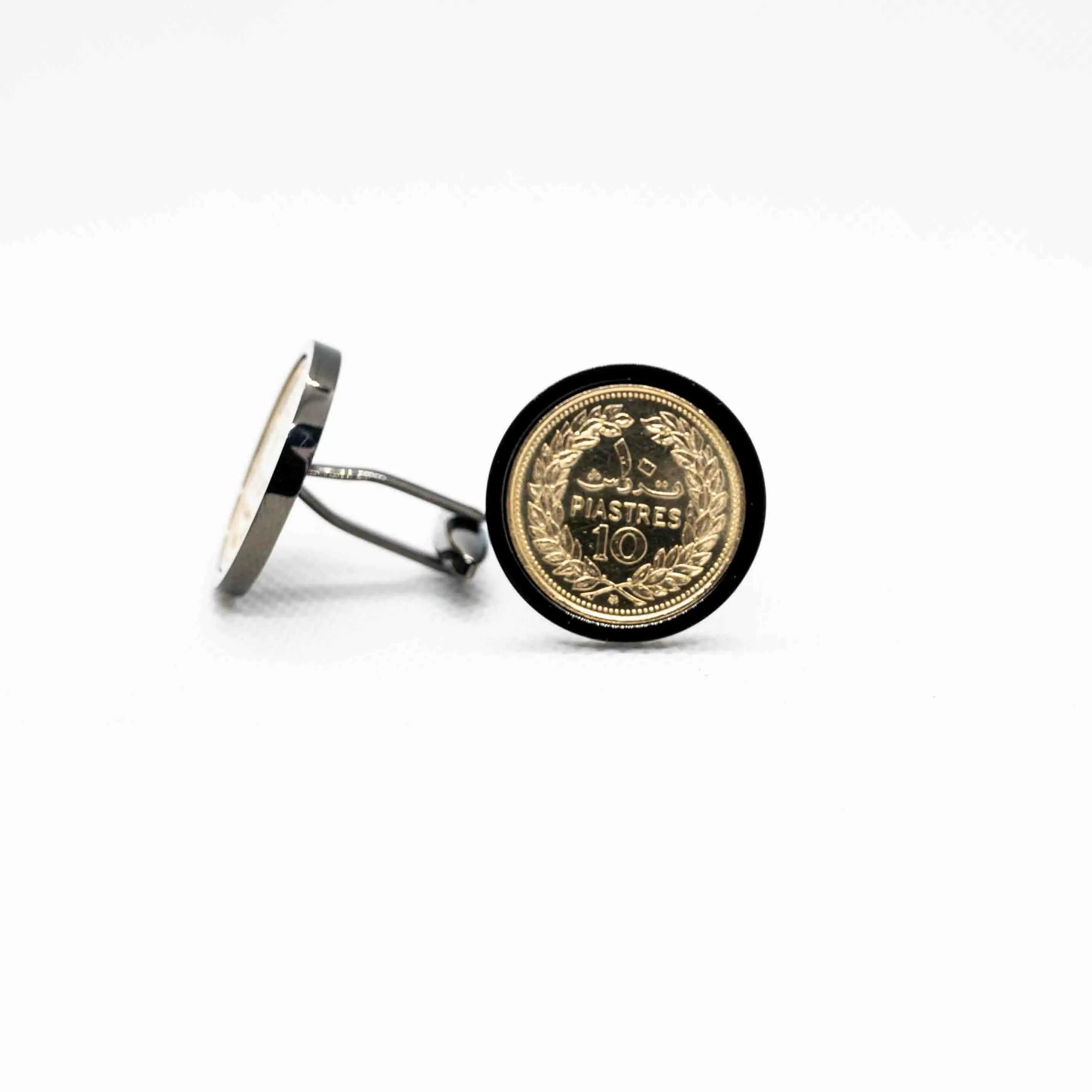 Lebanon 10 Qirush Piastres Coin Cufflinks