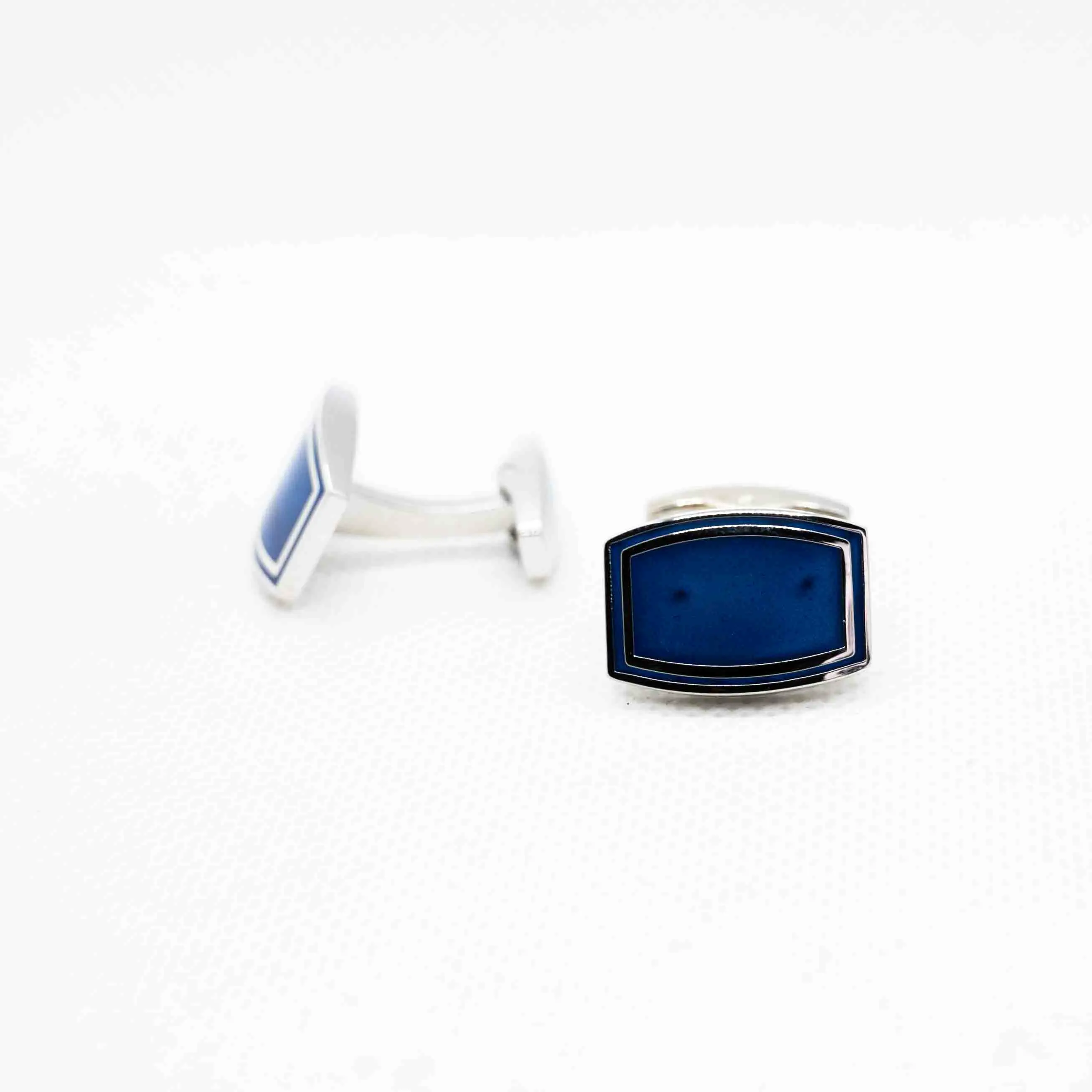Blue Silver Enamel Wedding Copper Luxury Cufflink