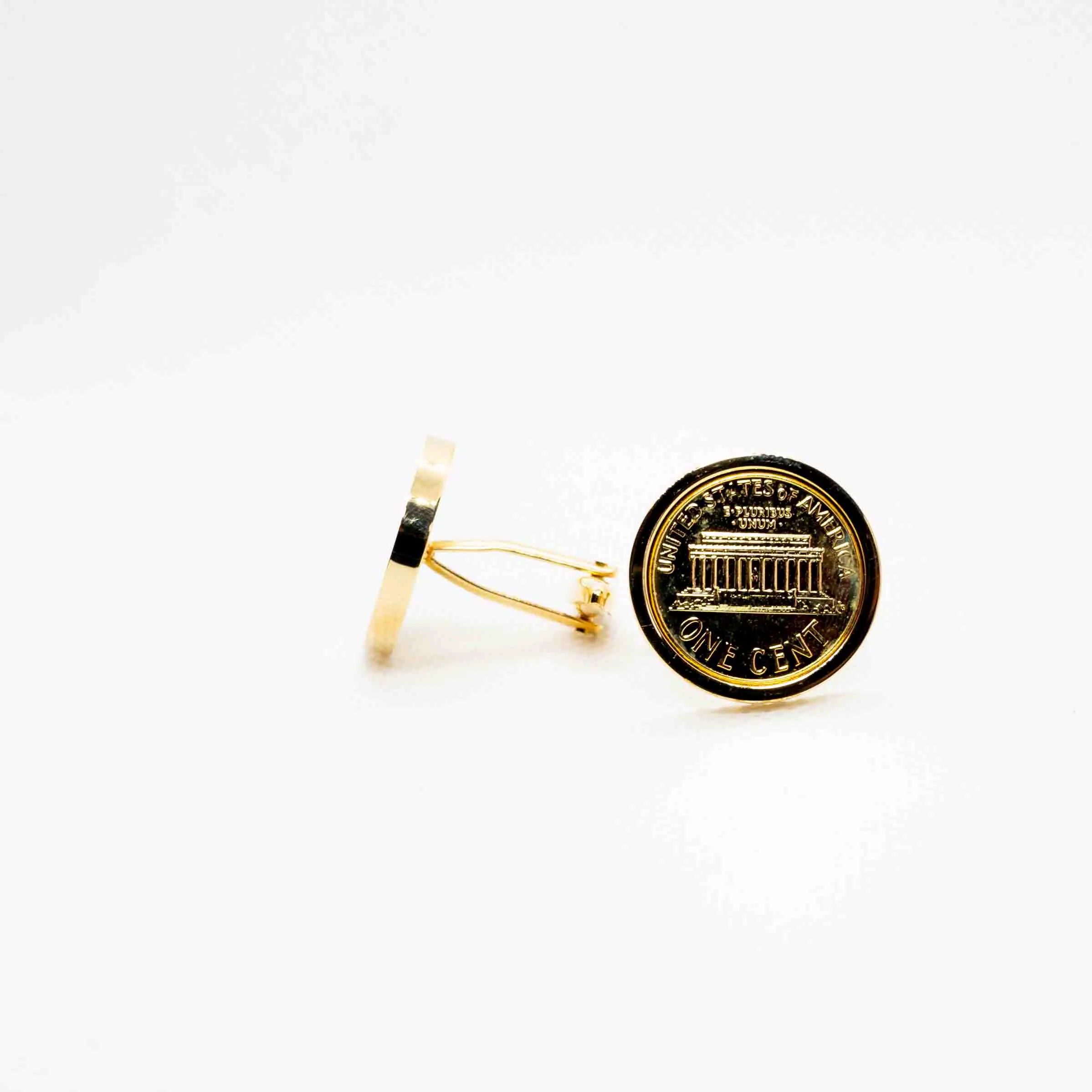 America  Lincoln Head 24K Gold Plated One Penny Cufflink