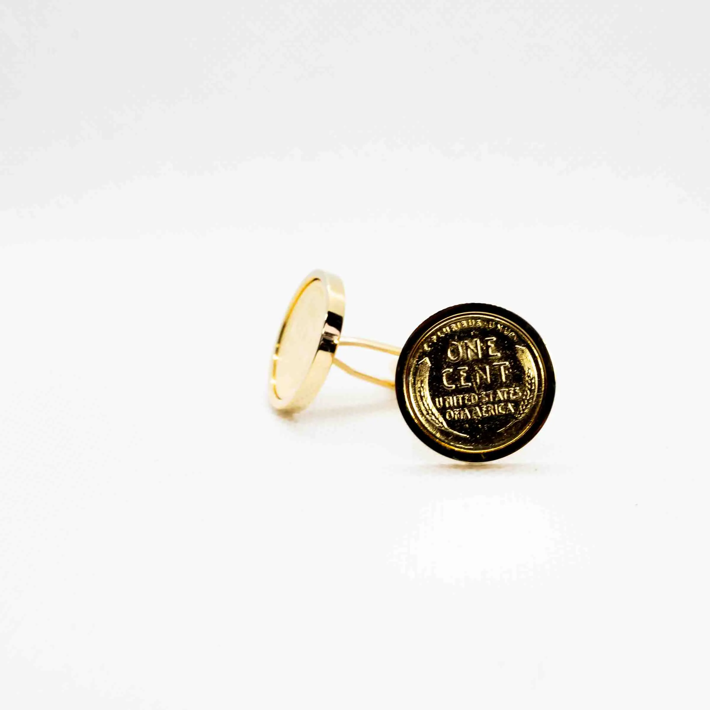 America 1940's/50's Lincoln Head 24K Gold Plated One Penny Cufflink