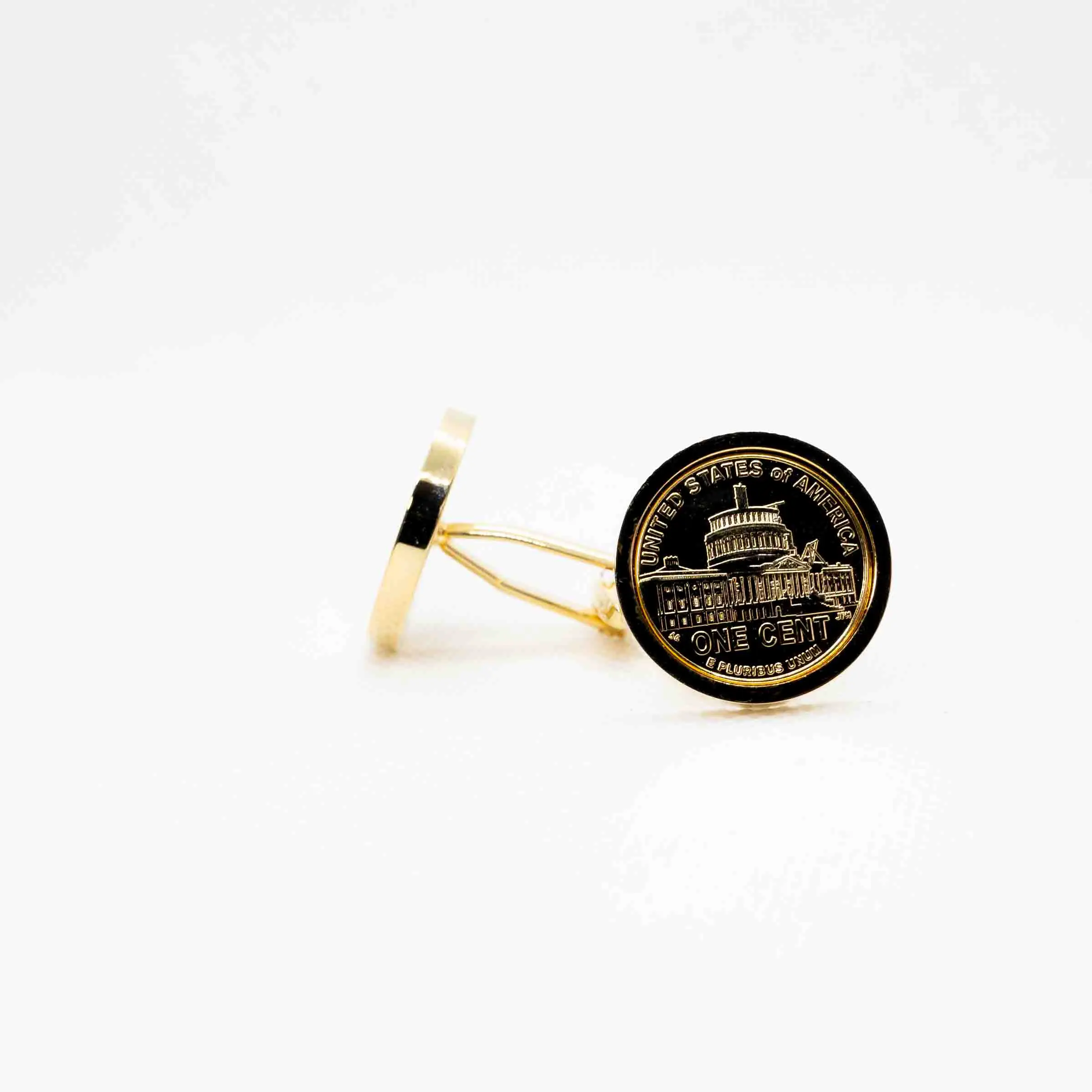 America Capital Dome Lincoln Head 24K Gold Plated One Penny Cufflink